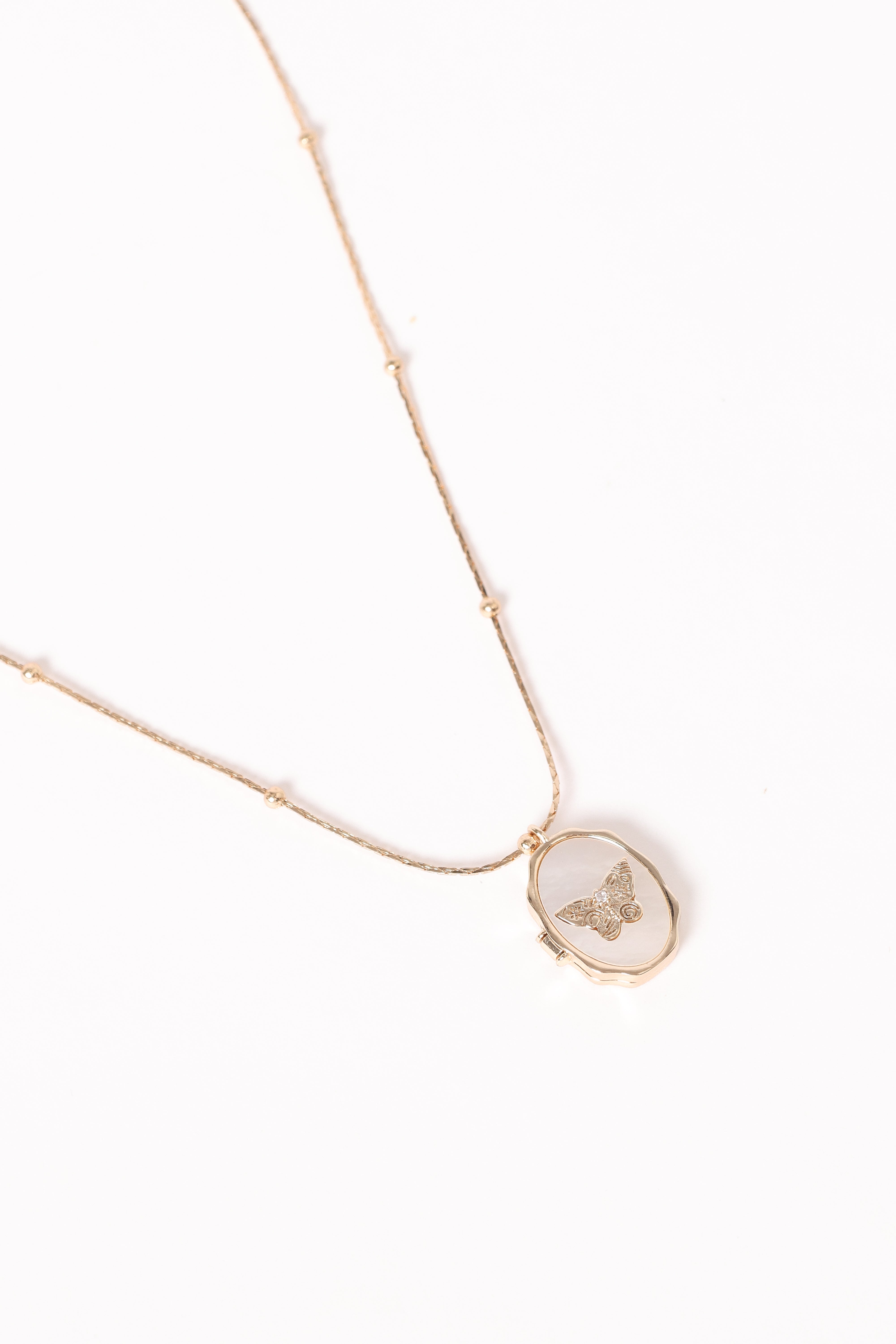 Gold Locket Necklace - Emory Pendant with Delicate Chain
