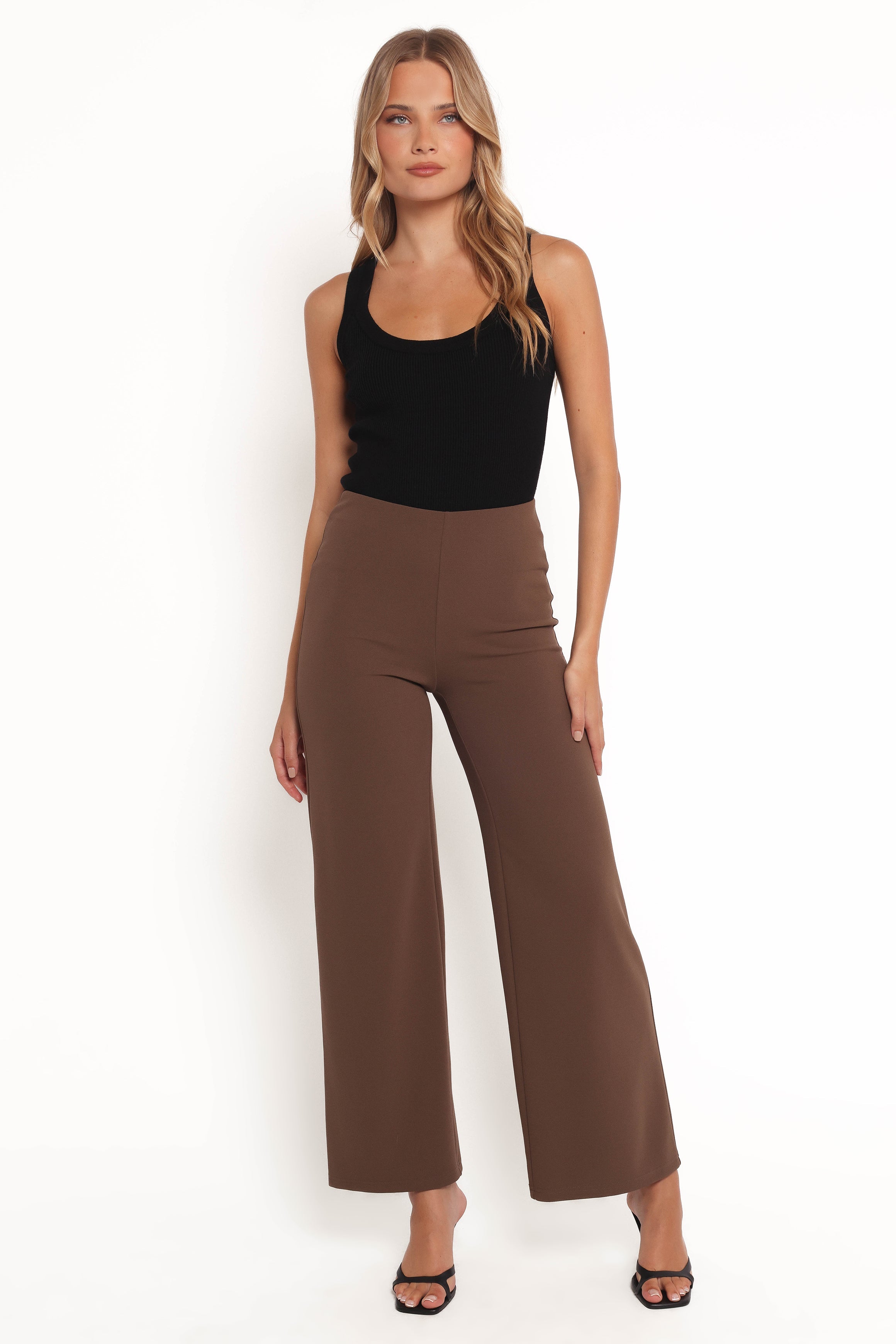 High Waisted Colette Pants - Brown Straight Leg Trousers
