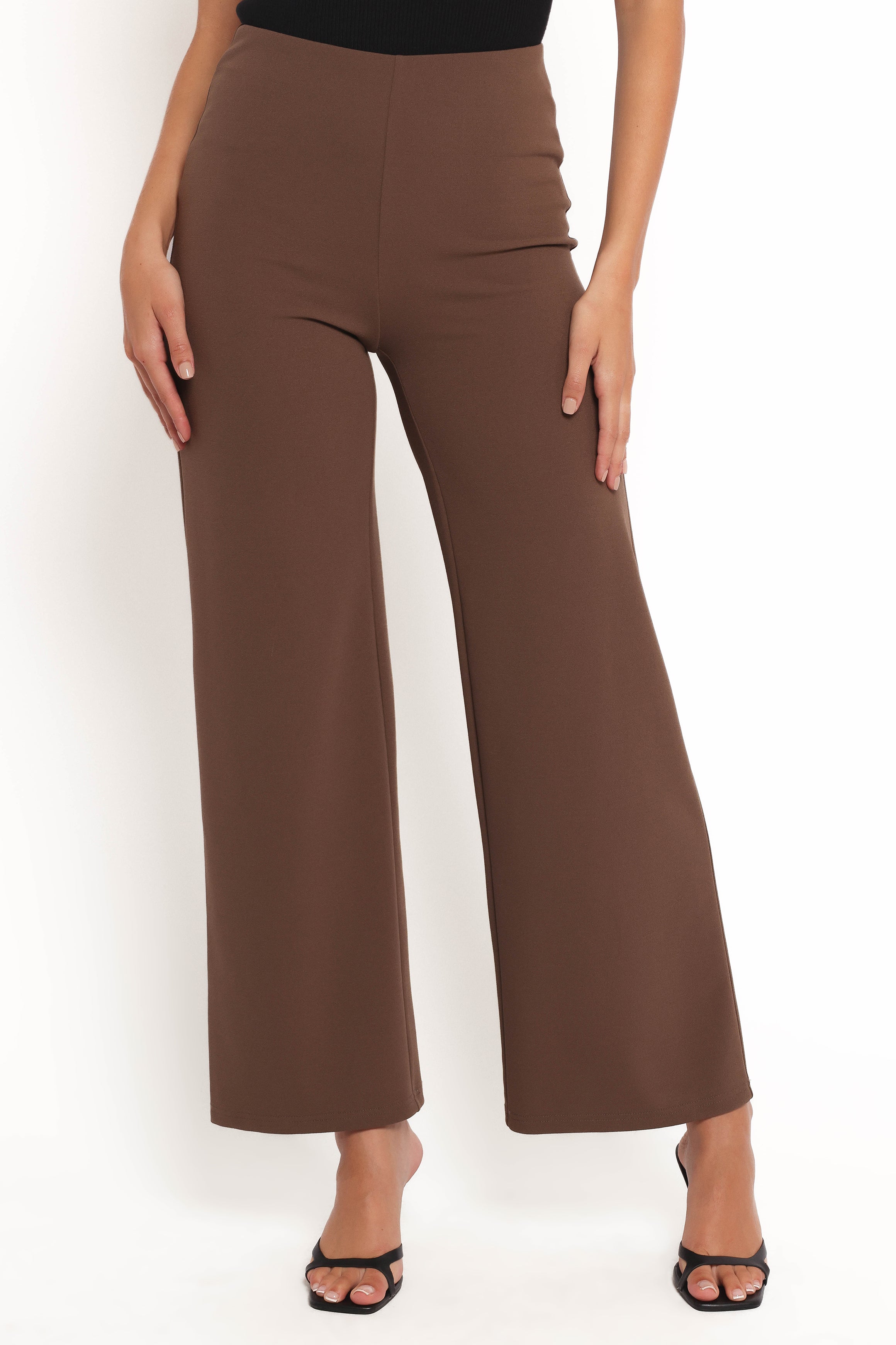 High Waisted Colette Pants - Brown Straight Leg Trousers