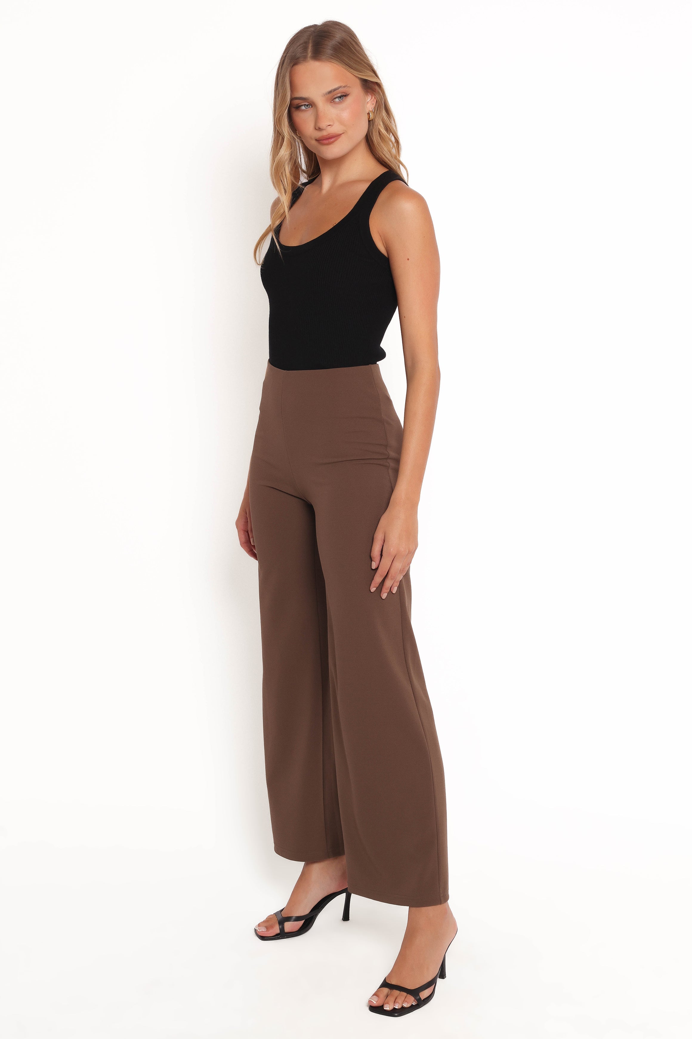 High Waisted Colette Pants - Brown Straight Leg Trousers