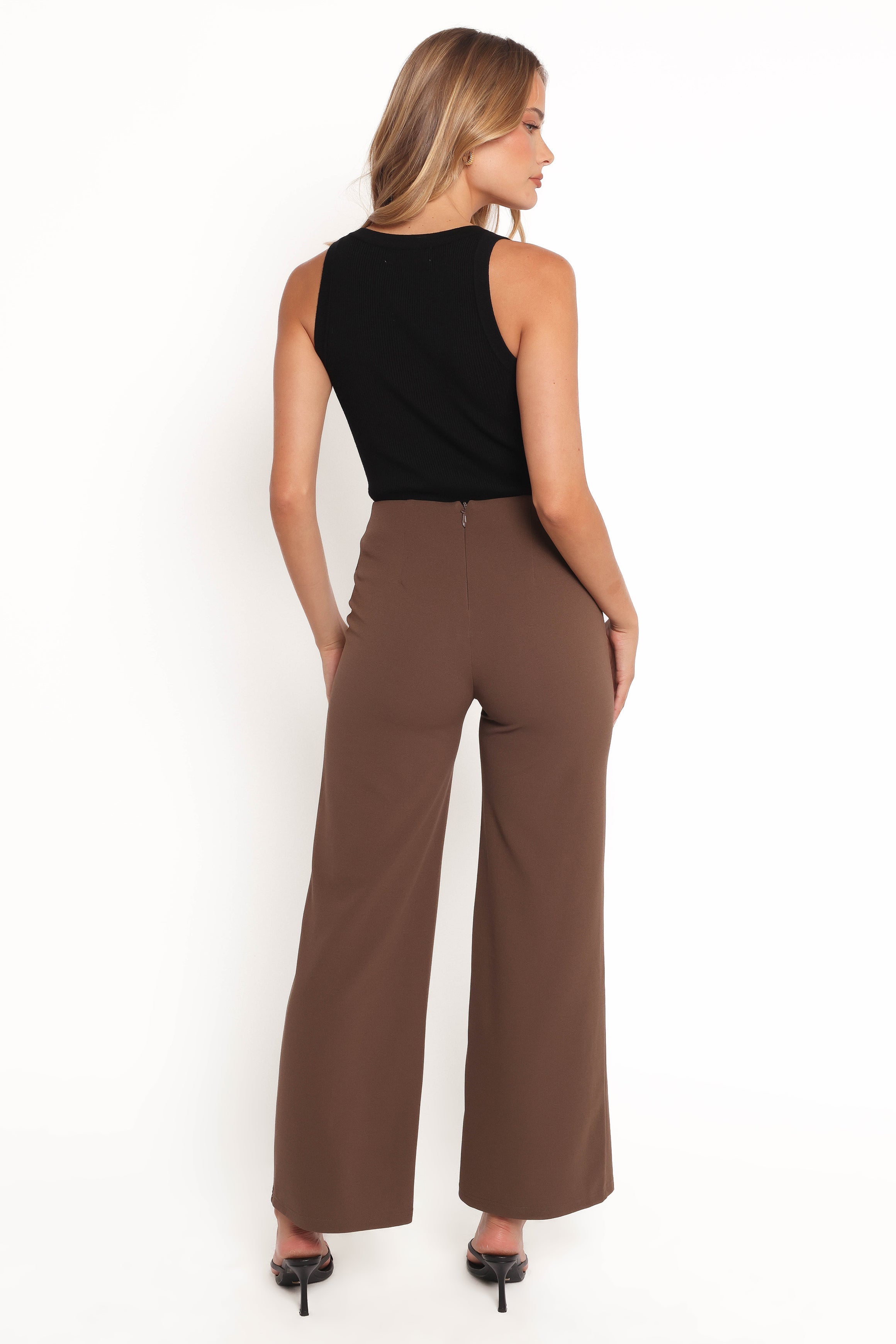 High Waisted Colette Pants - Brown Straight Leg Trousers