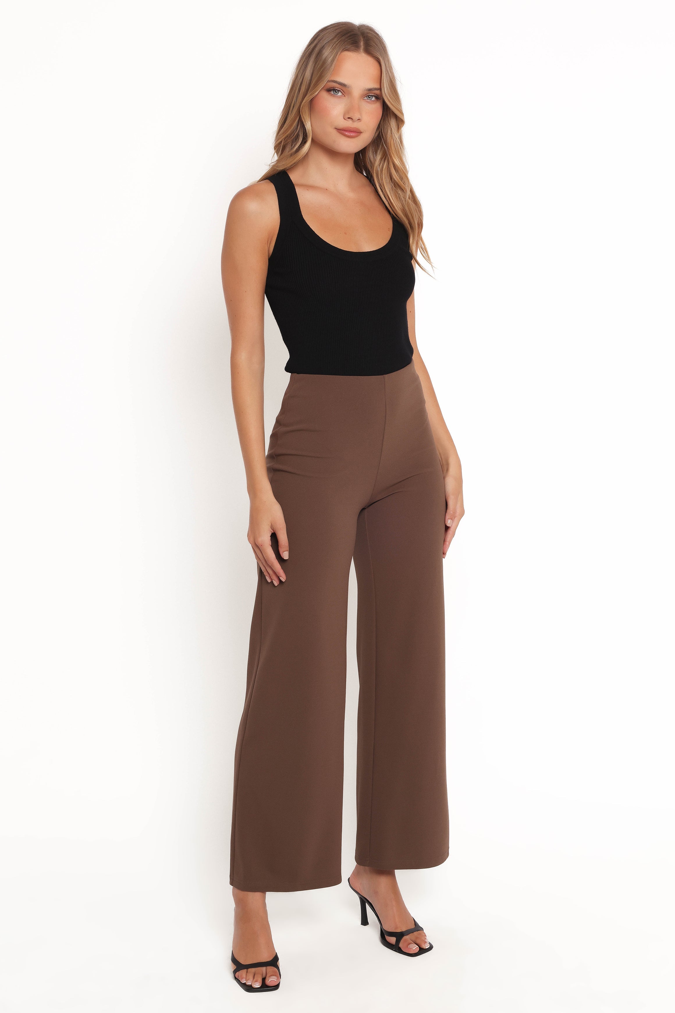 High Waisted Colette Pants - Brown Straight Leg Trousers