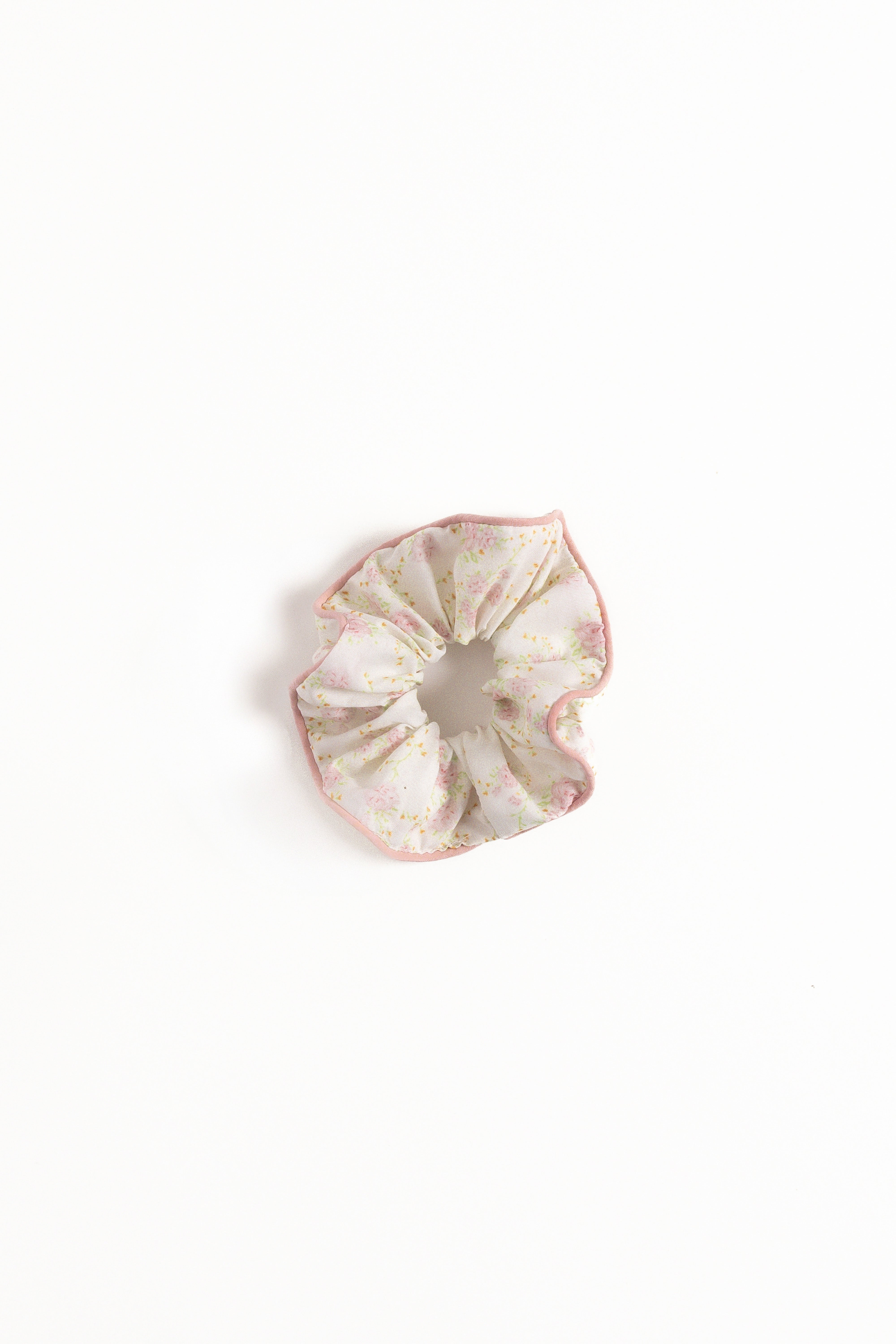 Pink Floral Scrunchie Hair Tie - Amira Soft Polyester