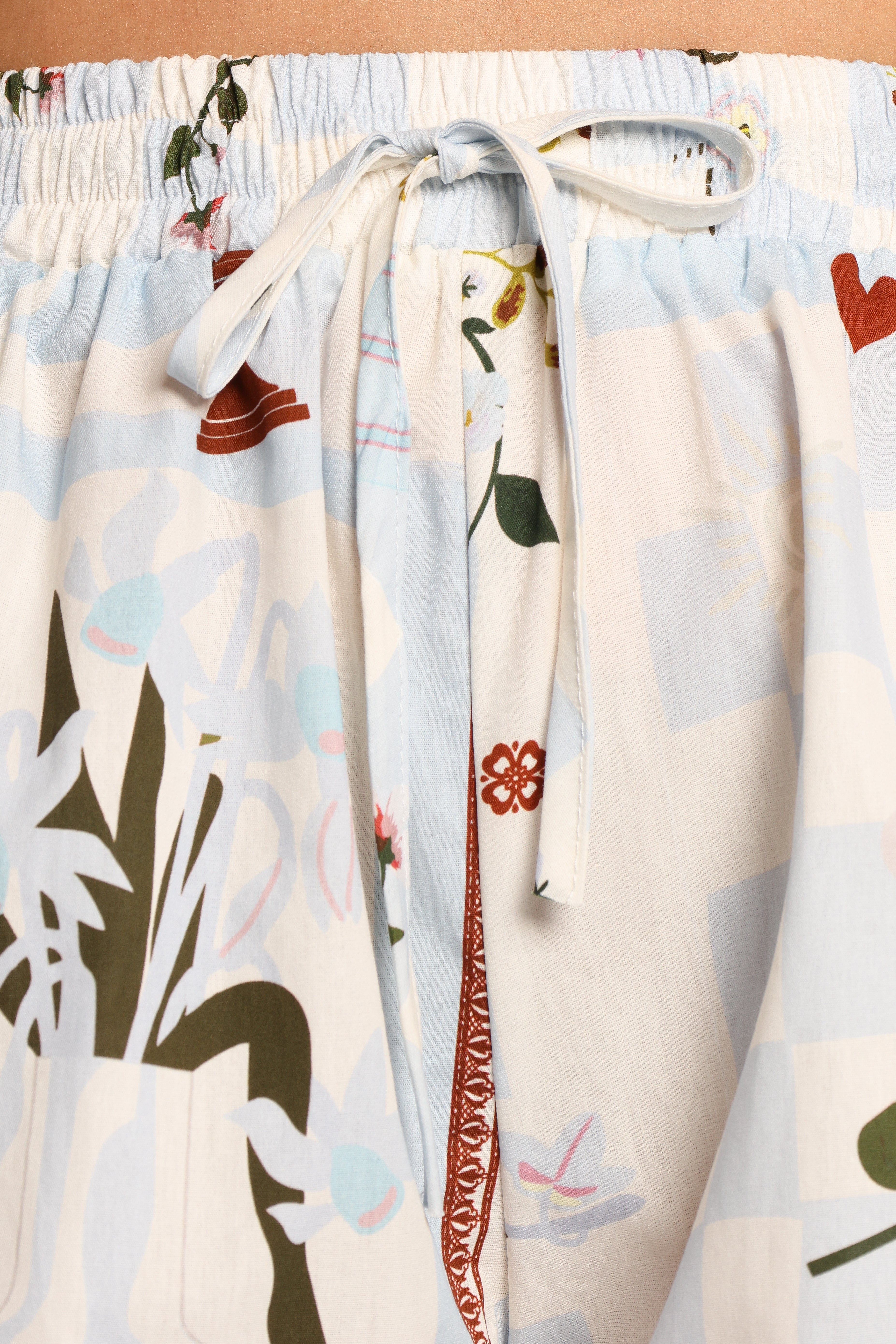 James Blue Floral Cotton High Waisted Shorts with Drawstring