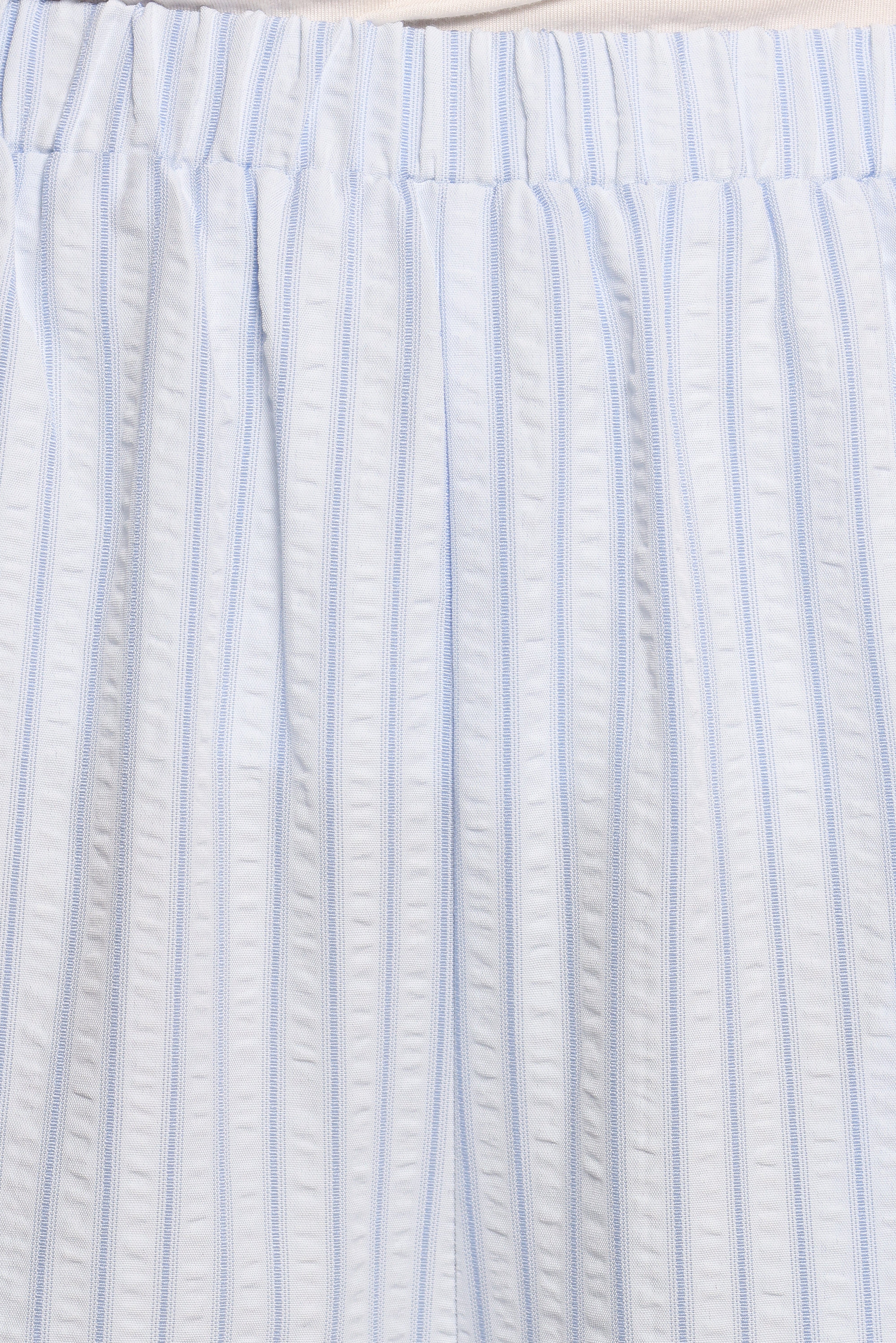 Blue Striped High-Rise Pants - Peyton Elastic Waist Straight Leg