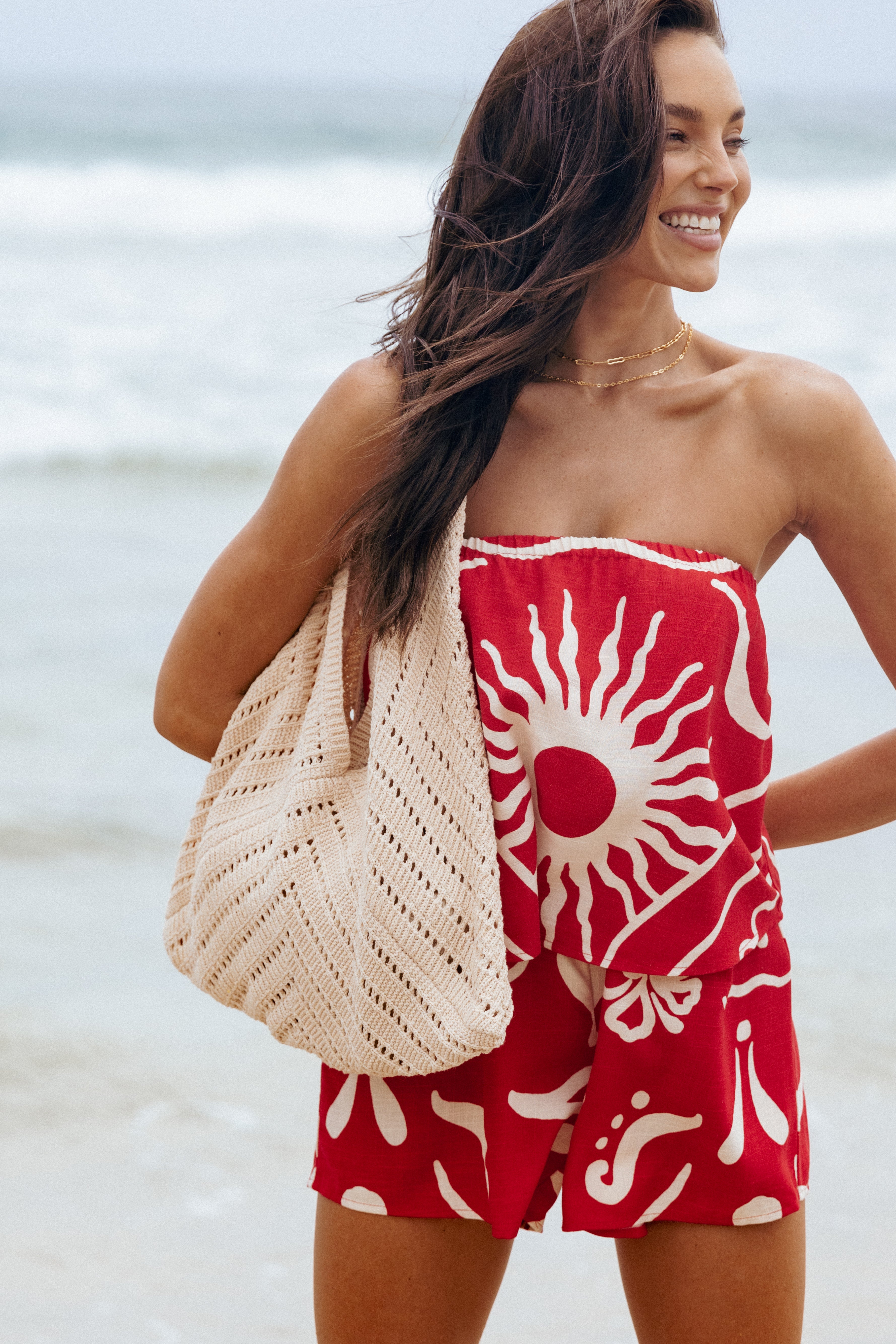 Crochet Tote Bag - Cressida Sand Cotton Handbag