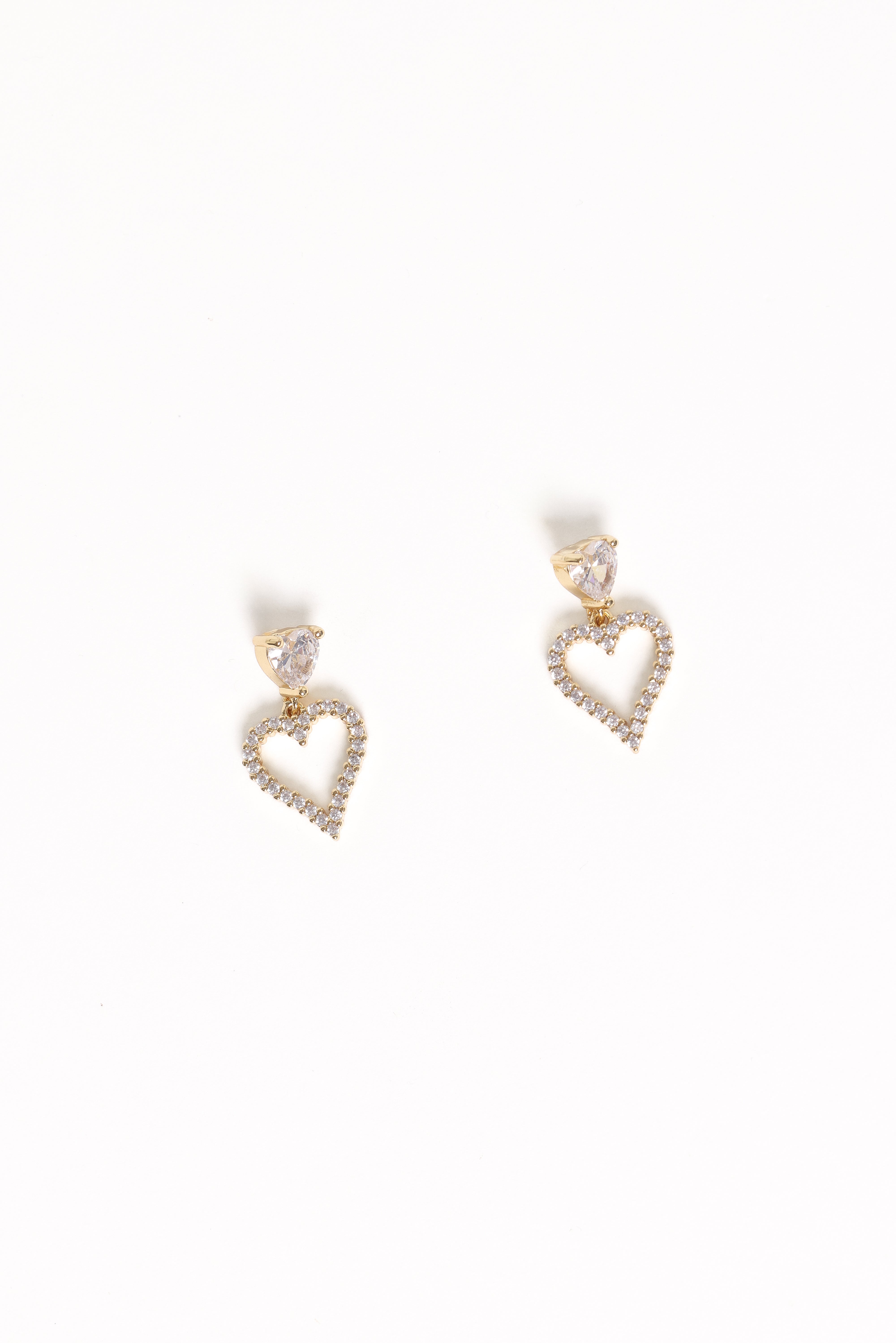 Gold Heart Drop Earrings with Pearls - Juliette Style