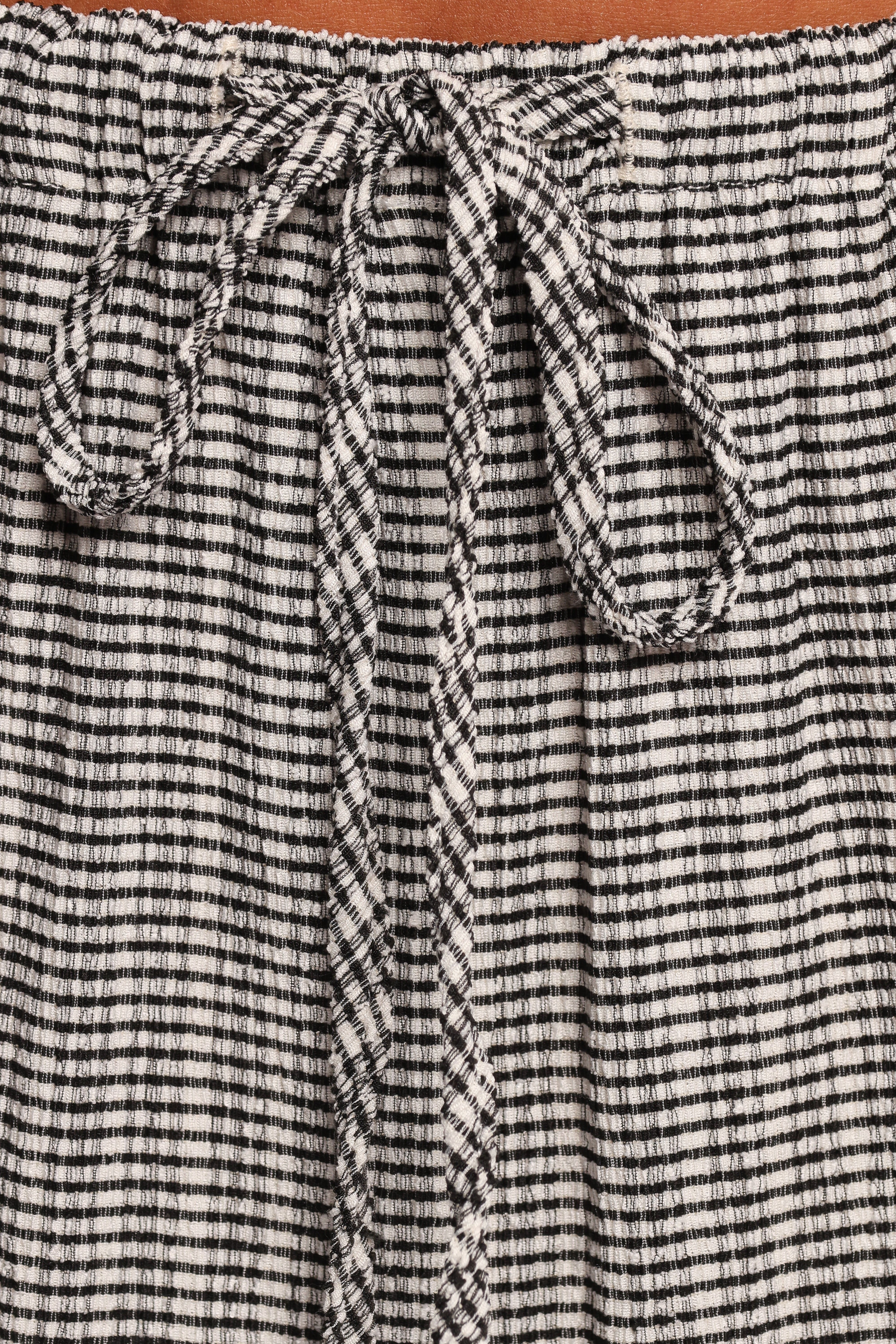 Afton High Waisted Wide Leg Pants - Black White Check Stripe