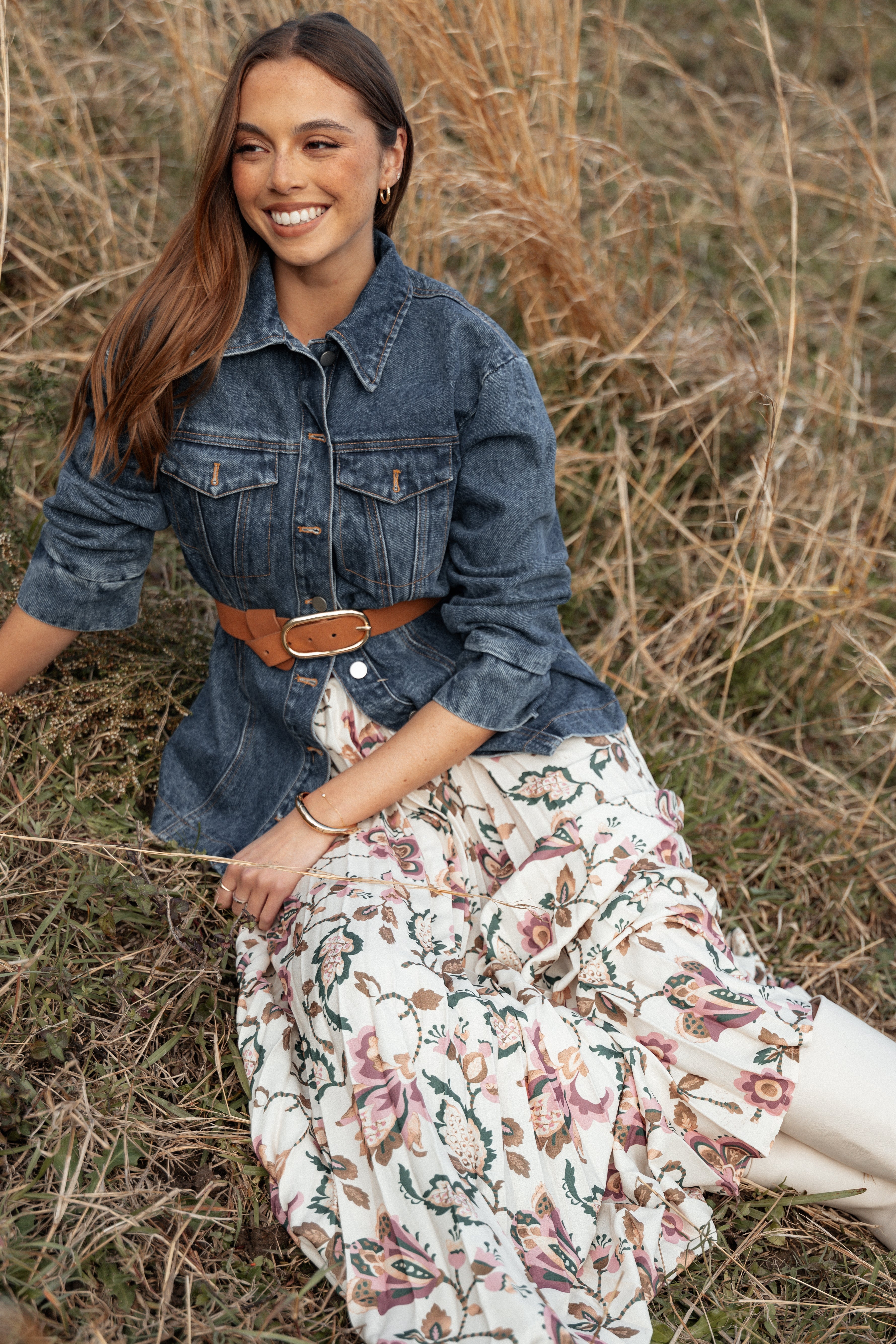 Paisley Floral Pleated Midi Skirt - Bohemian A-Line Design