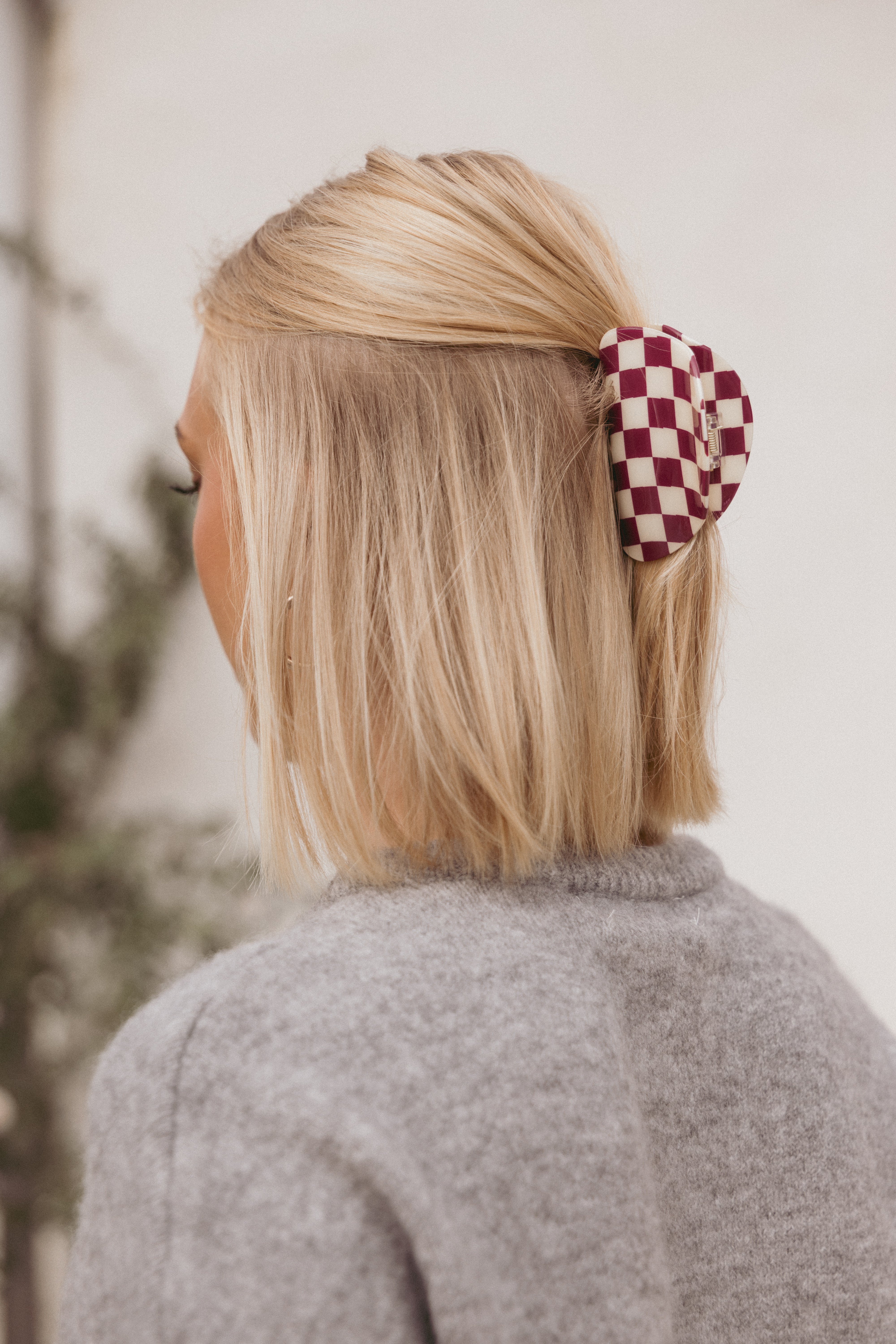 Verena Red Gingham Hair Claw Clip - 3.5" Acetate