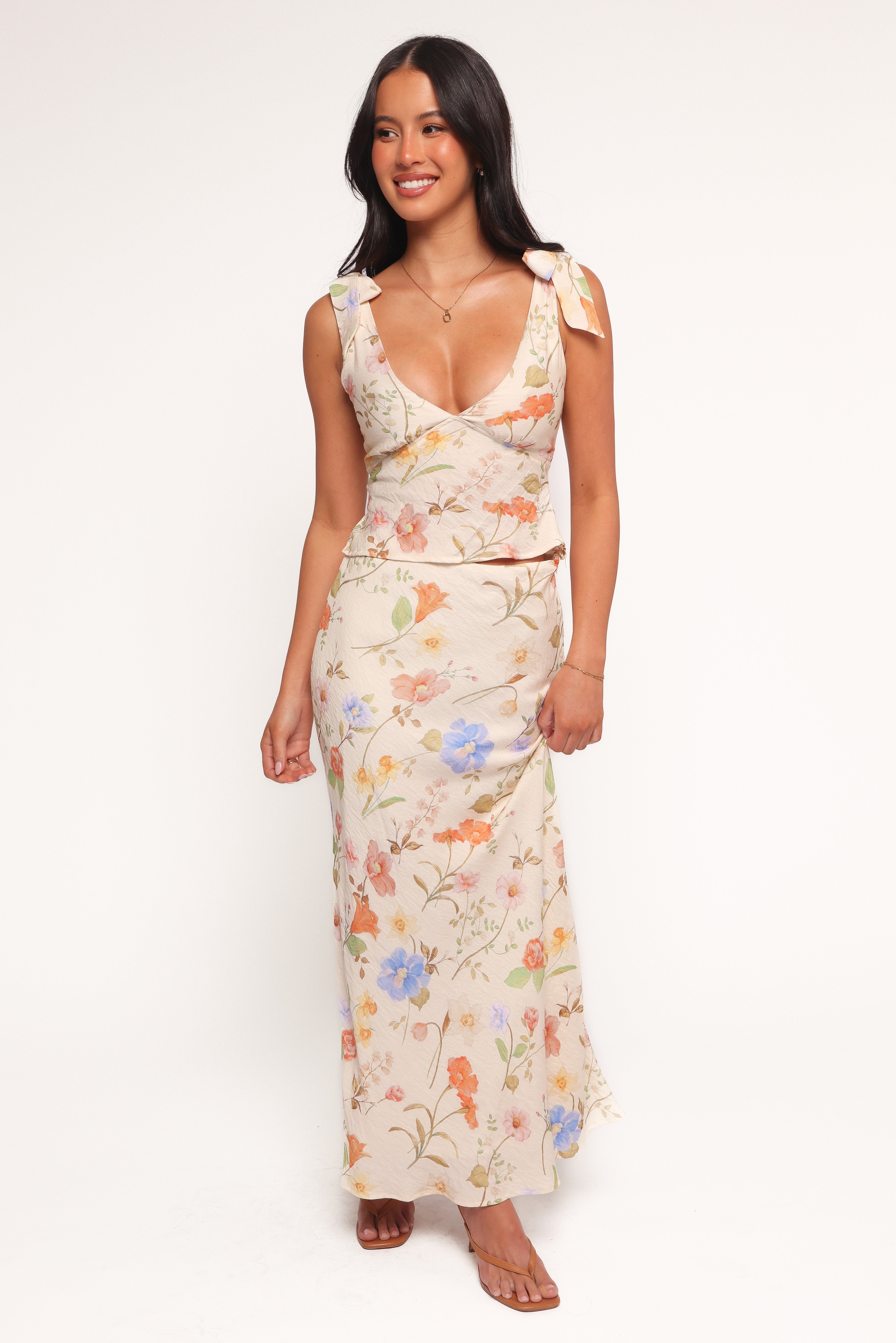 Giarda Floral Maxi Skirt - High Waisted Lined Polyester
