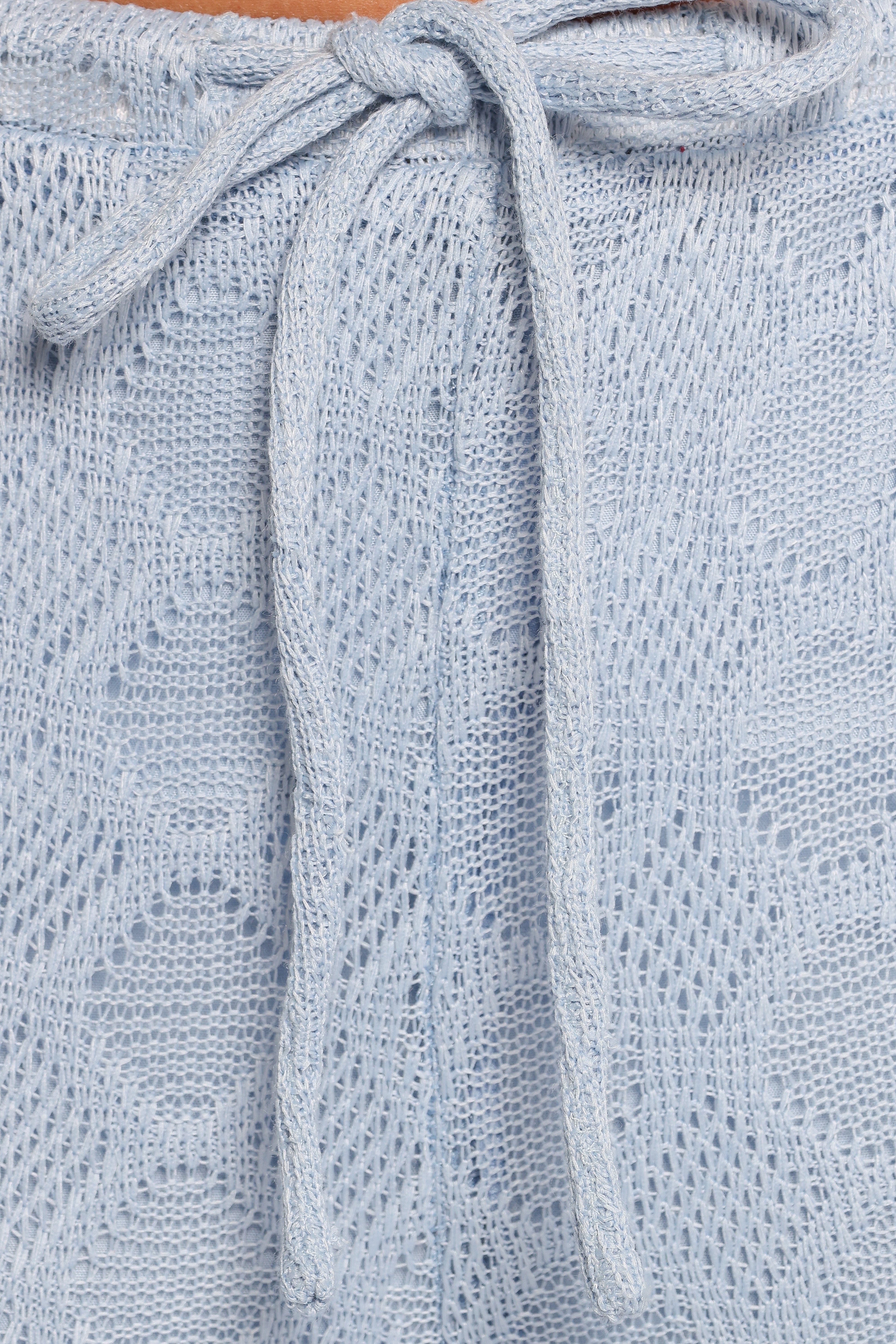 Cora Knit Wide Leg Pants - High Waisted Blue Crochet Design