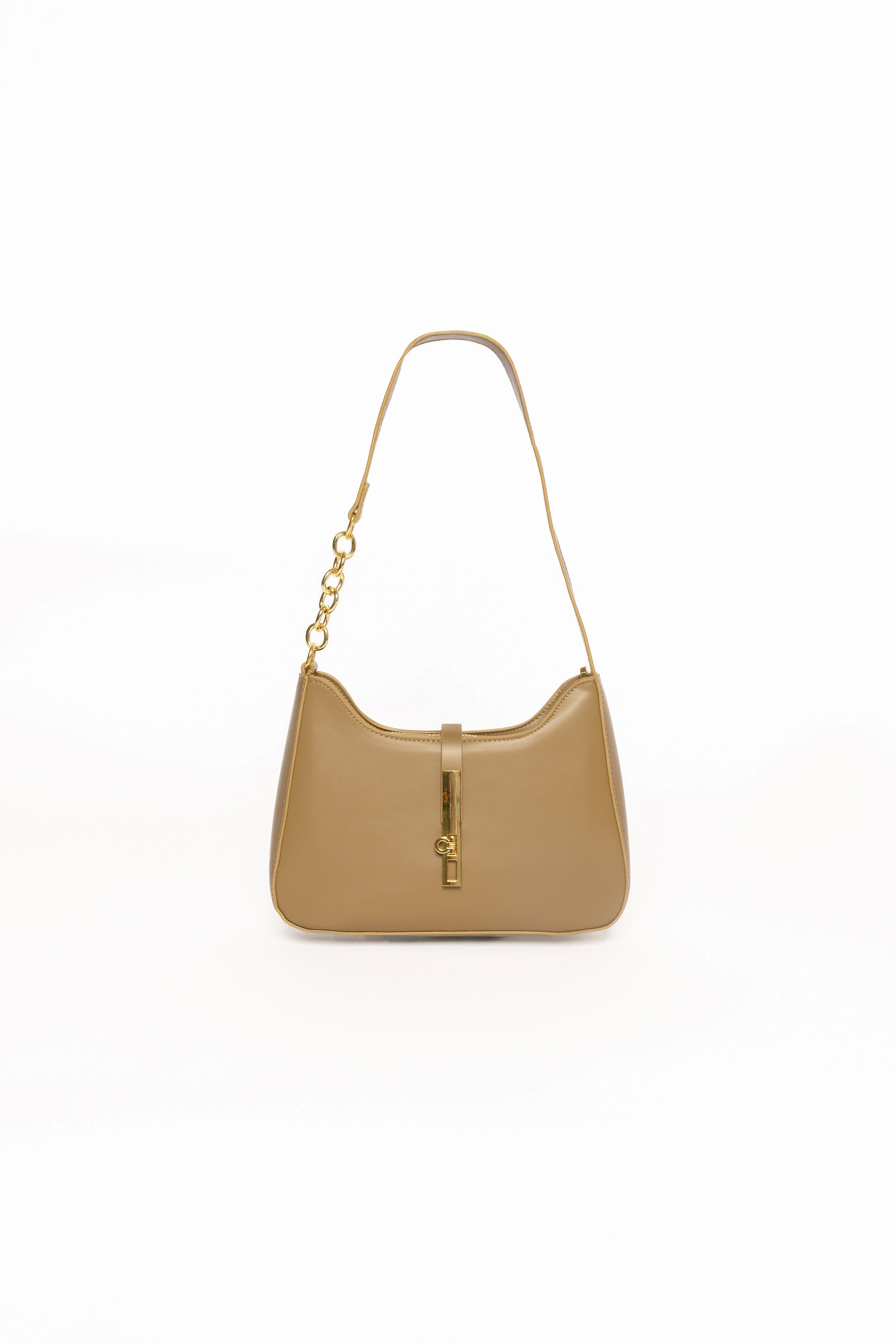 Constance Olive Faux Leather Handbag with Gold Chain