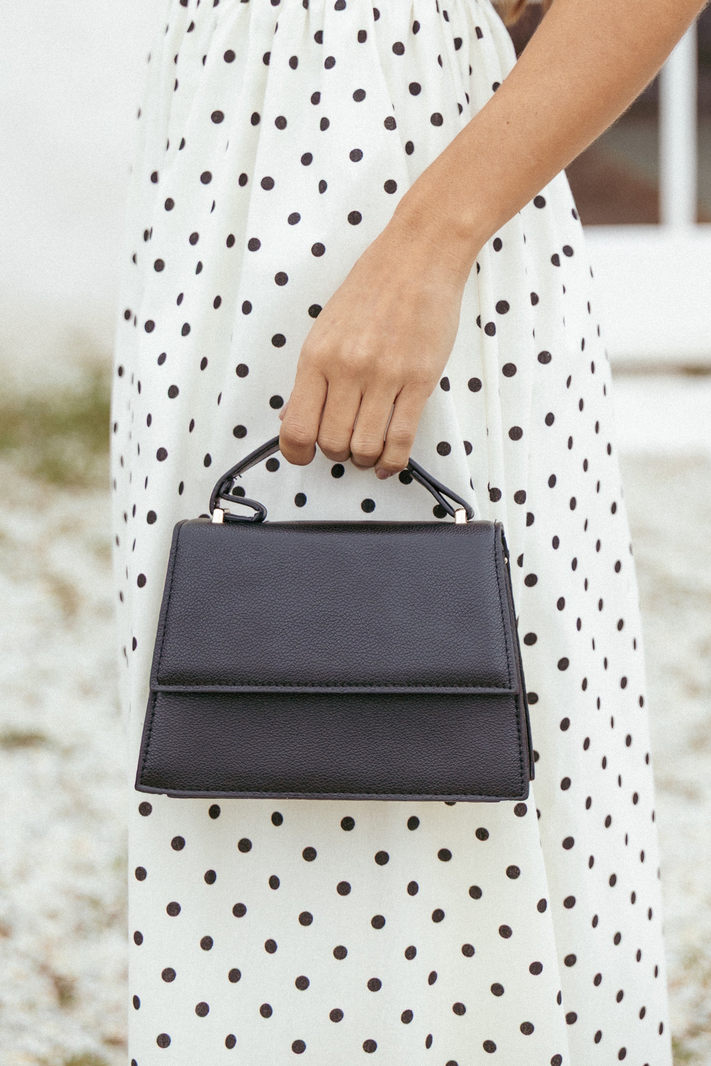 Black Vegan Leather Handbag for Women – Vega Crossbody Bag with Detachable Strap