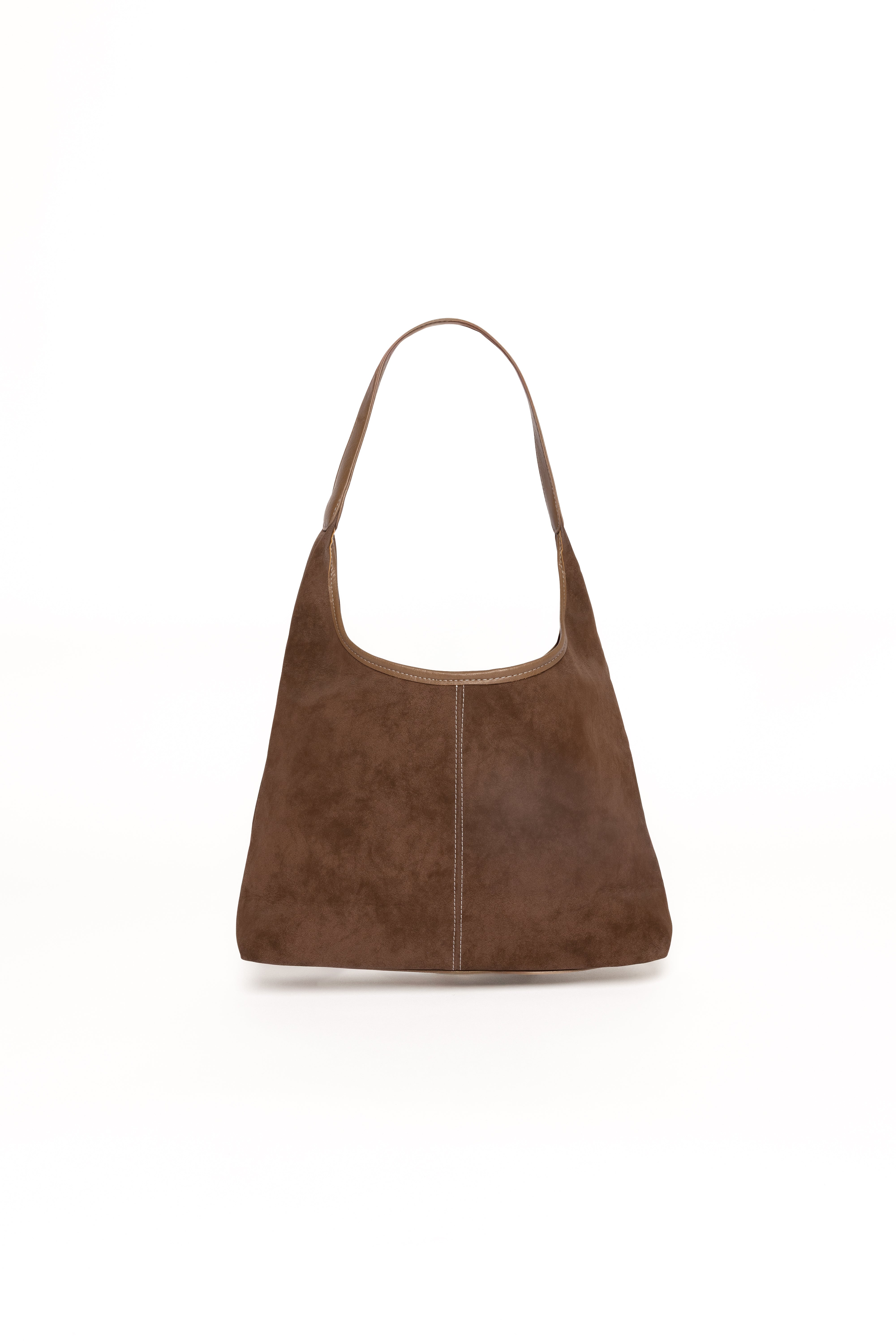 Brown Suede Tote Bag with Zip Closure - Ashton Handbag