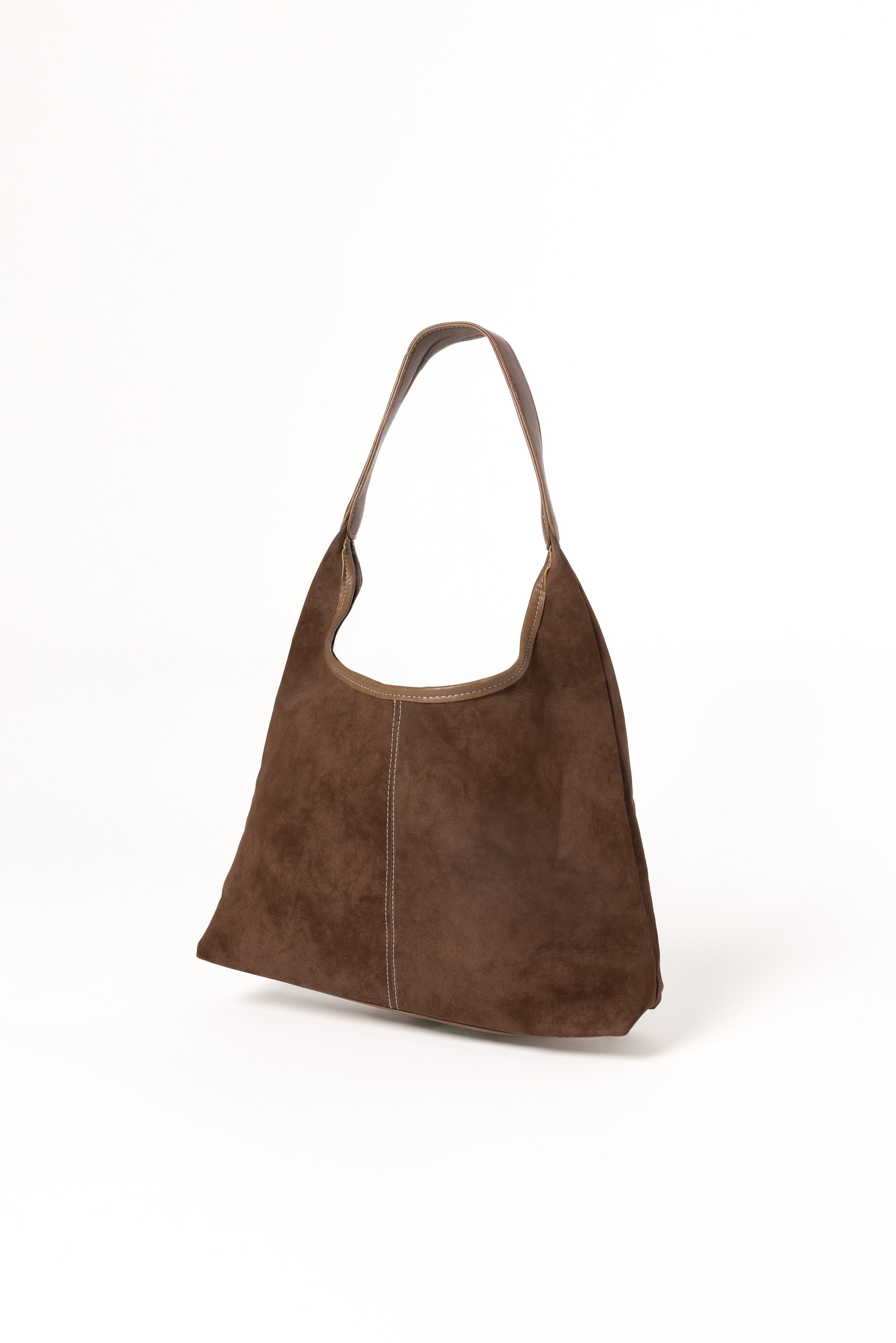 Brown Suede Tote Bag with Zip Closure - Ashton Handbag