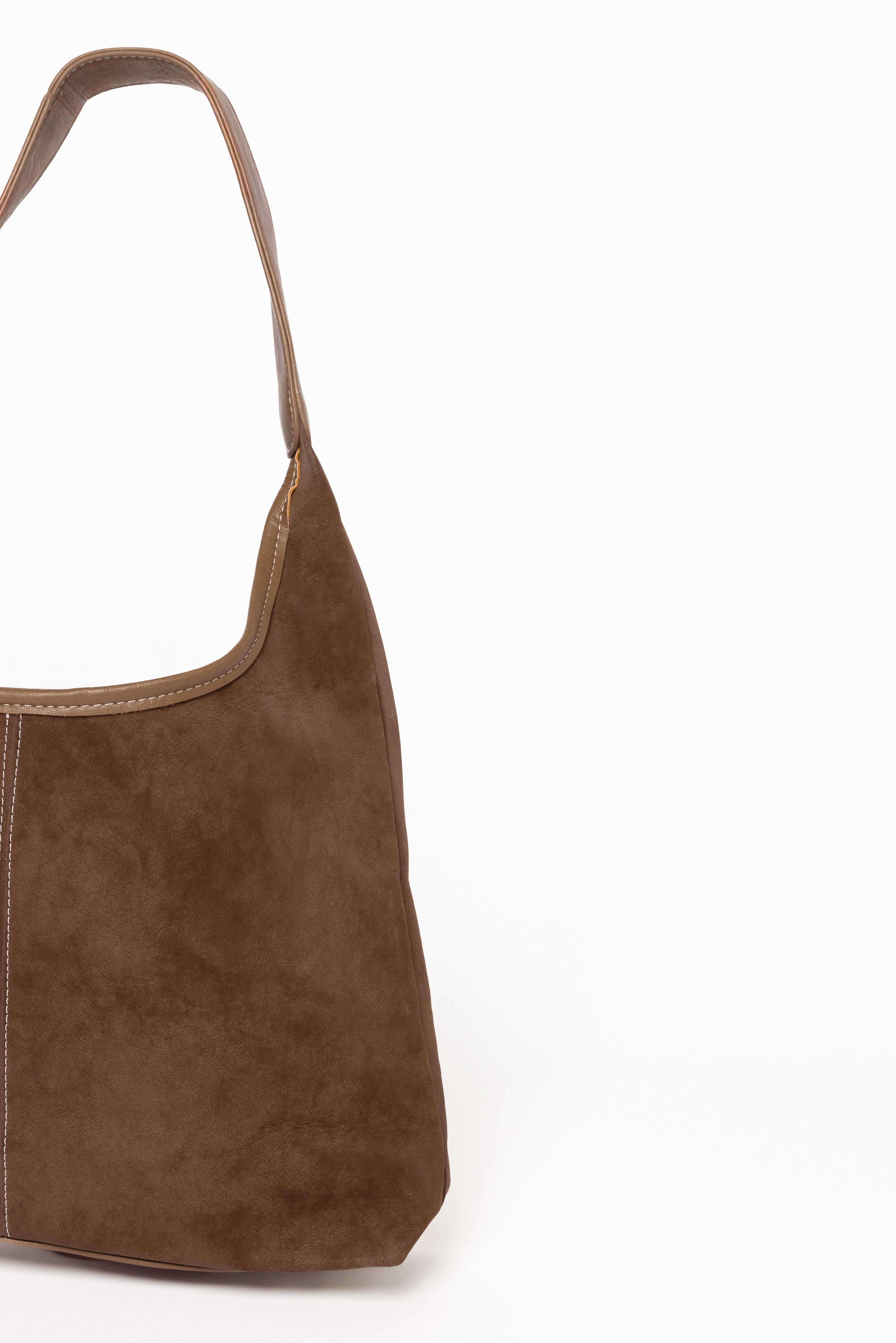 Brown Suede Tote Bag with Zip Closure - Ashton Handbag