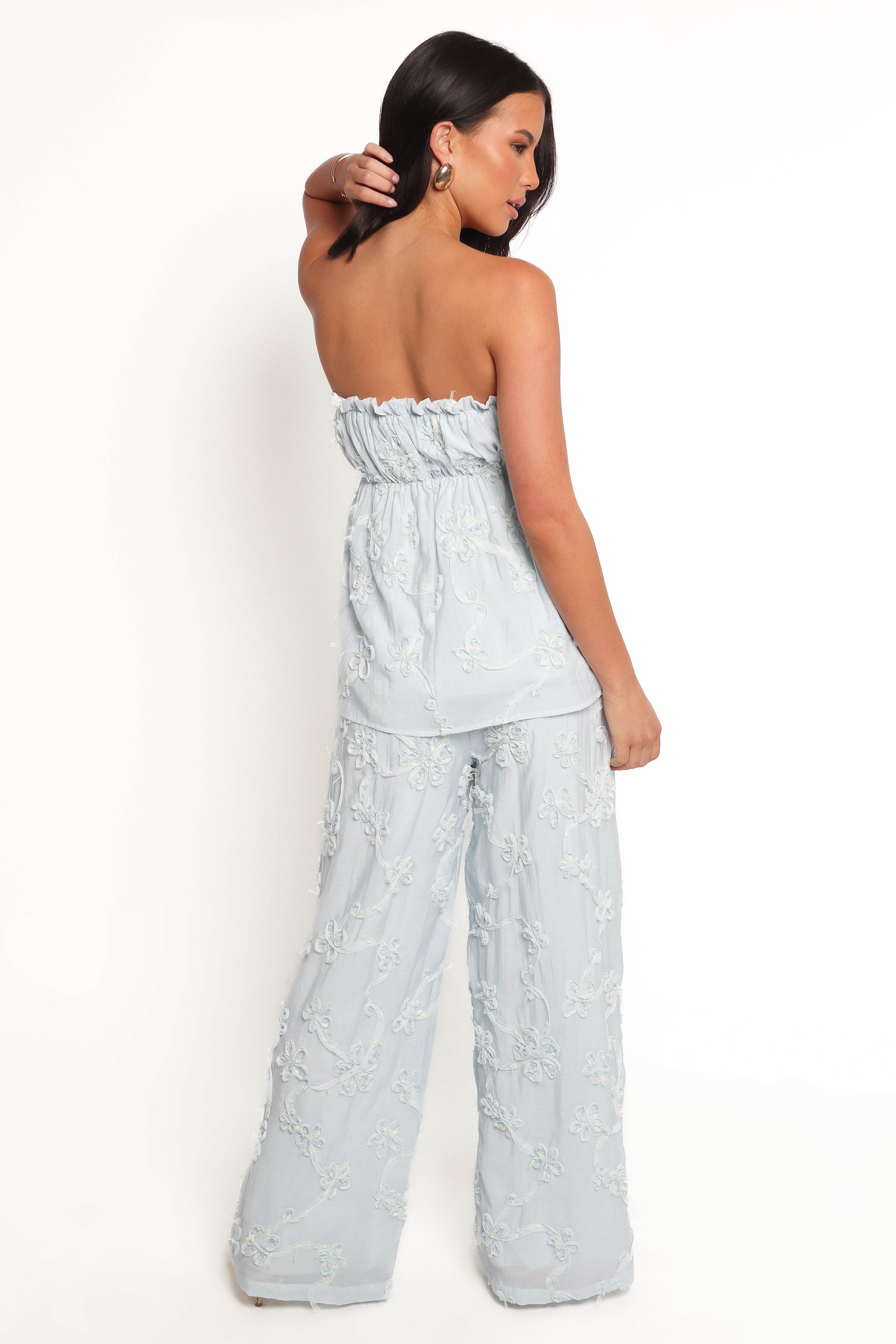 Pale Blue High Waisted Wide Leg Robin Pants – Relaxed Fit & Pockets