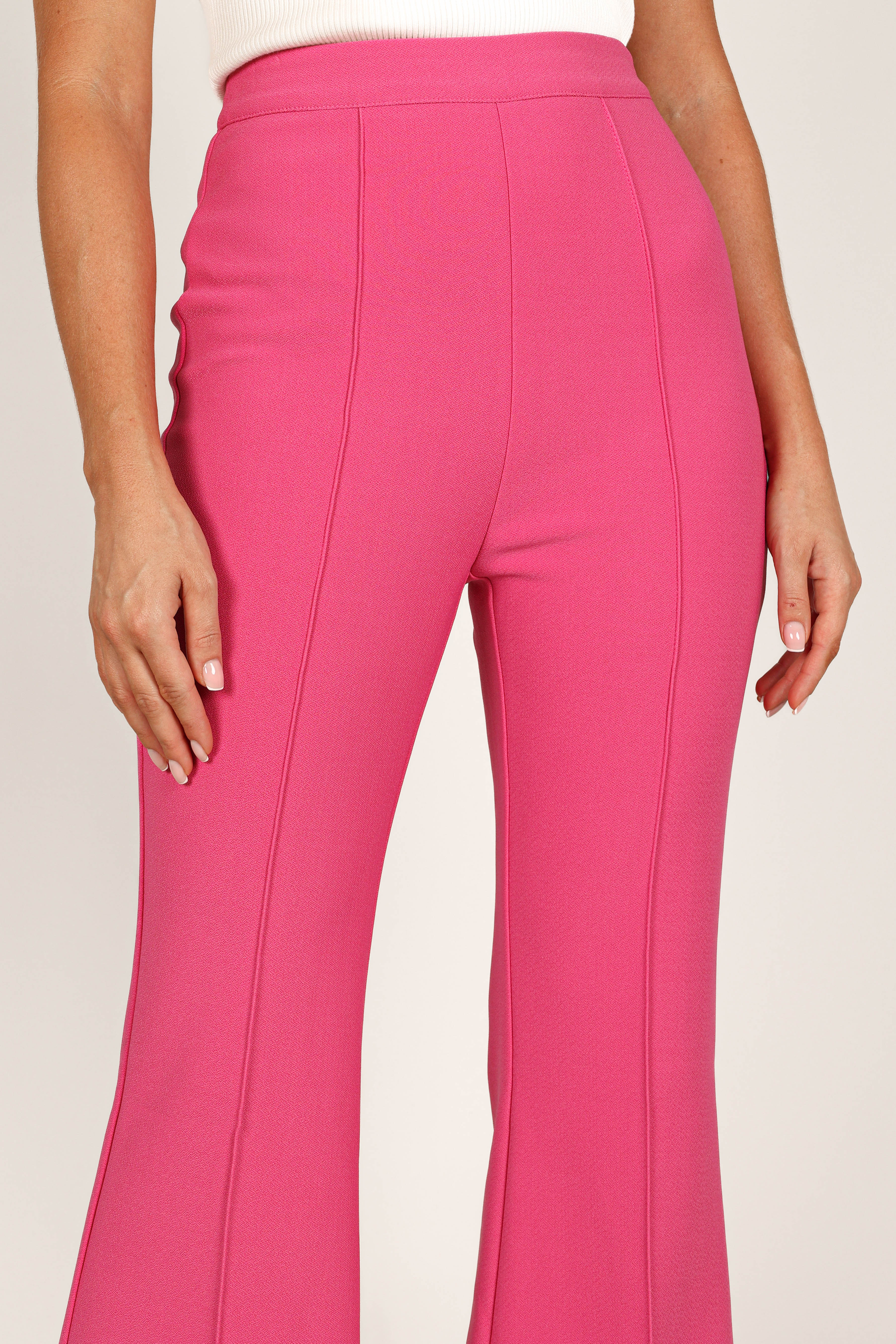 Fuchsia High Waist Flared Ponte Pants - Rutherford Stretch Fit