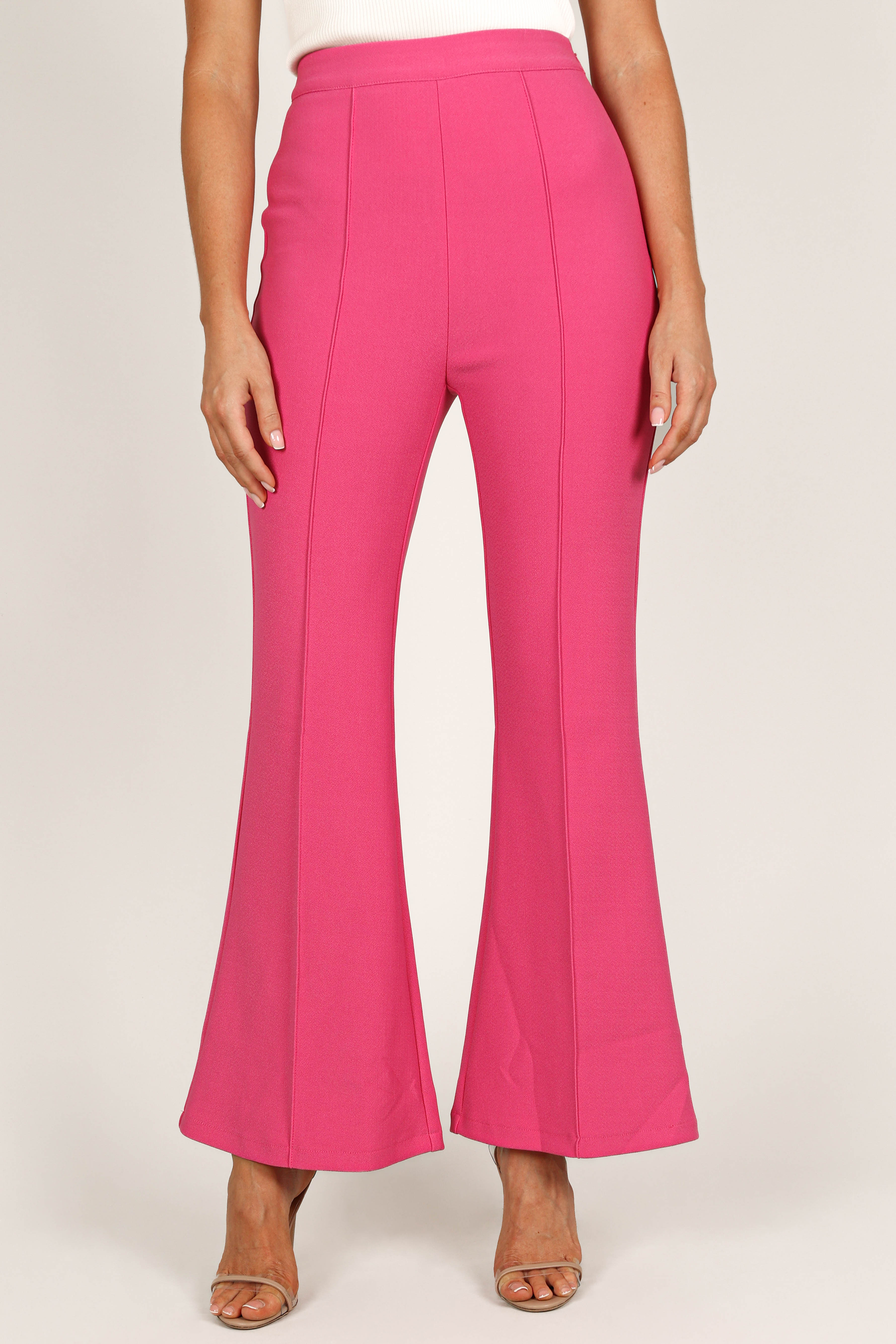 Fuchsia High Waist Flared Ponte Pants - Rutherford Stretch Fit