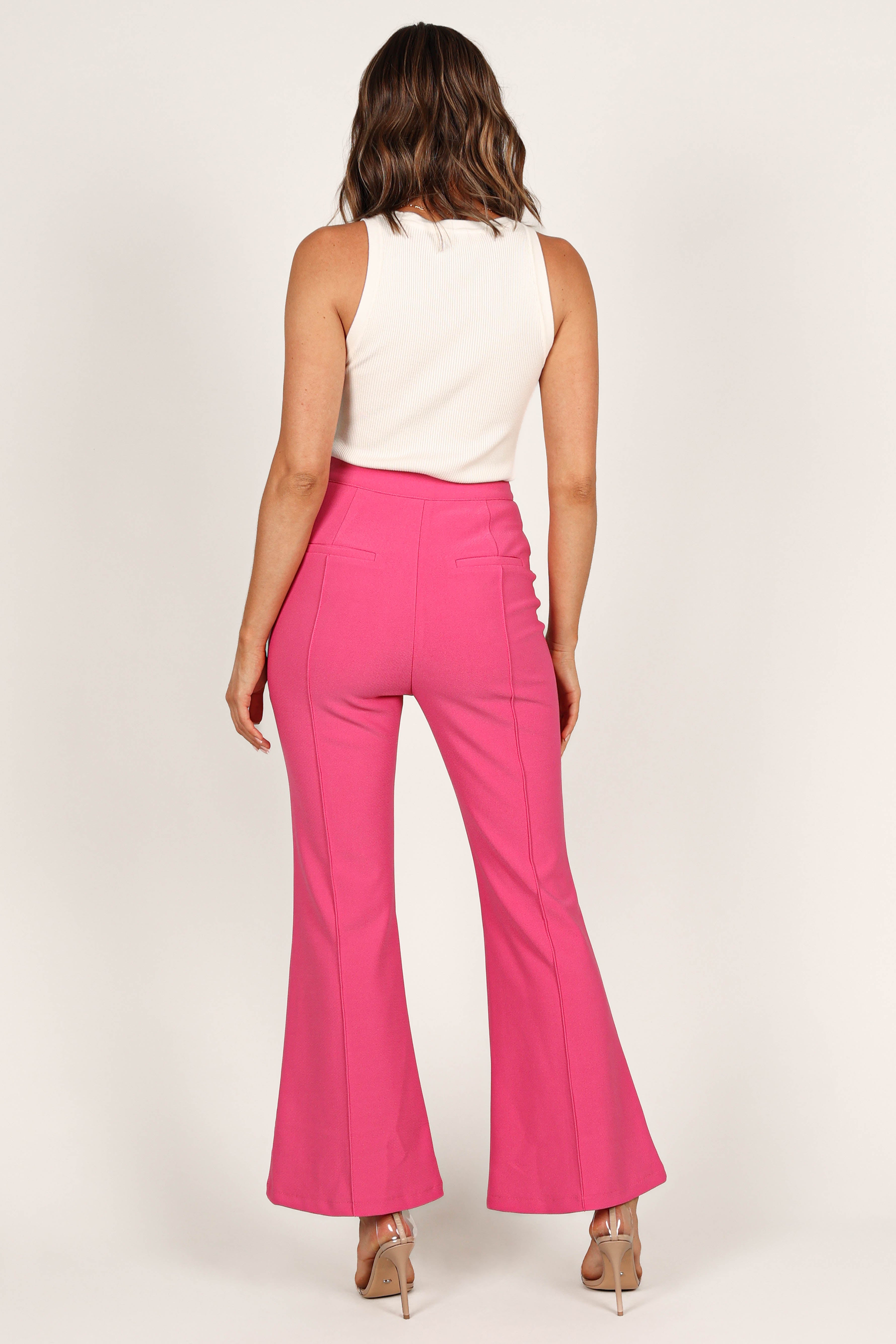 Fuchsia High Waist Flared Ponte Pants - Rutherford Stretch Fit
