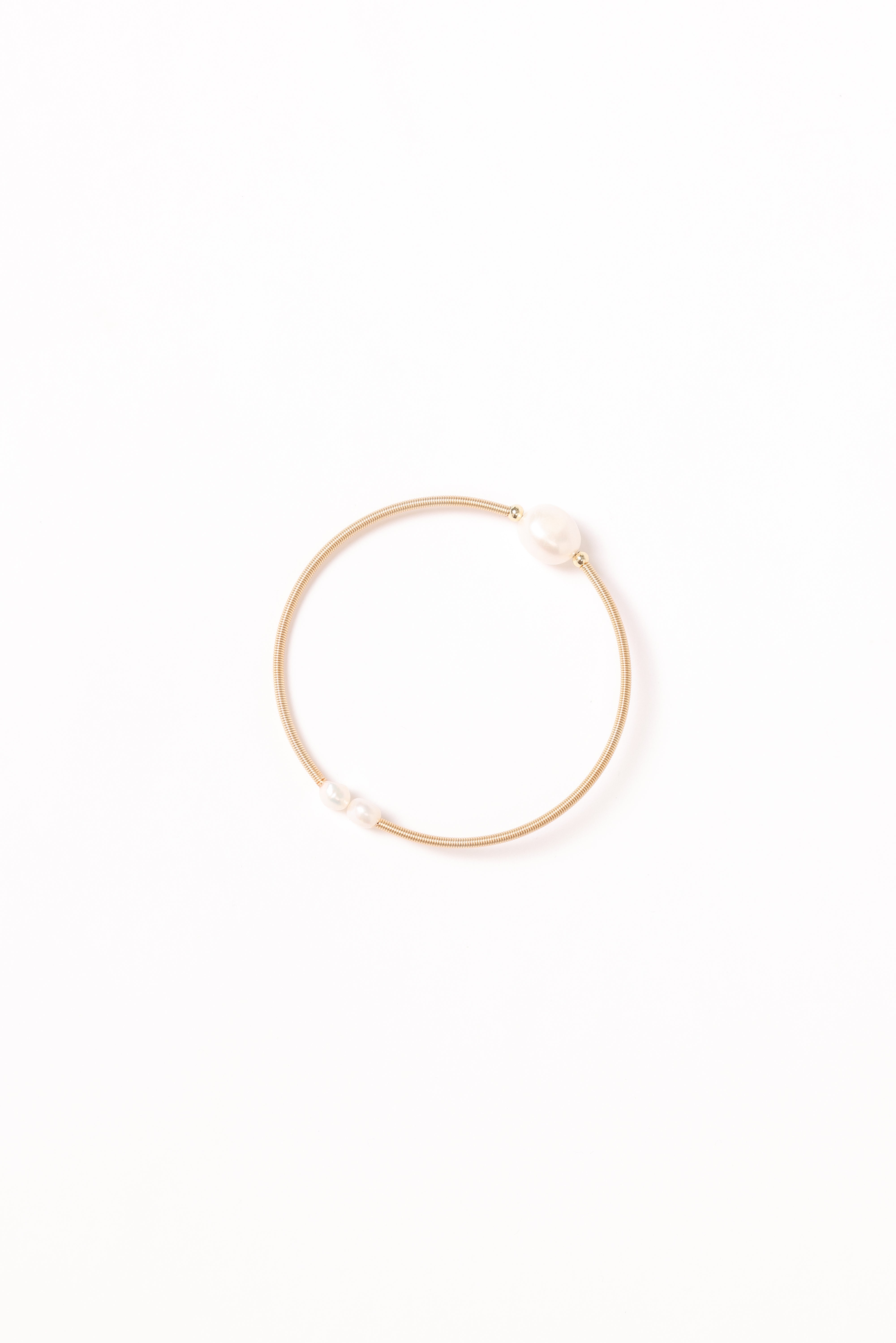 Gold Pearl Bangle Bracelet - Elegant Slip-On Tilda Jewelry