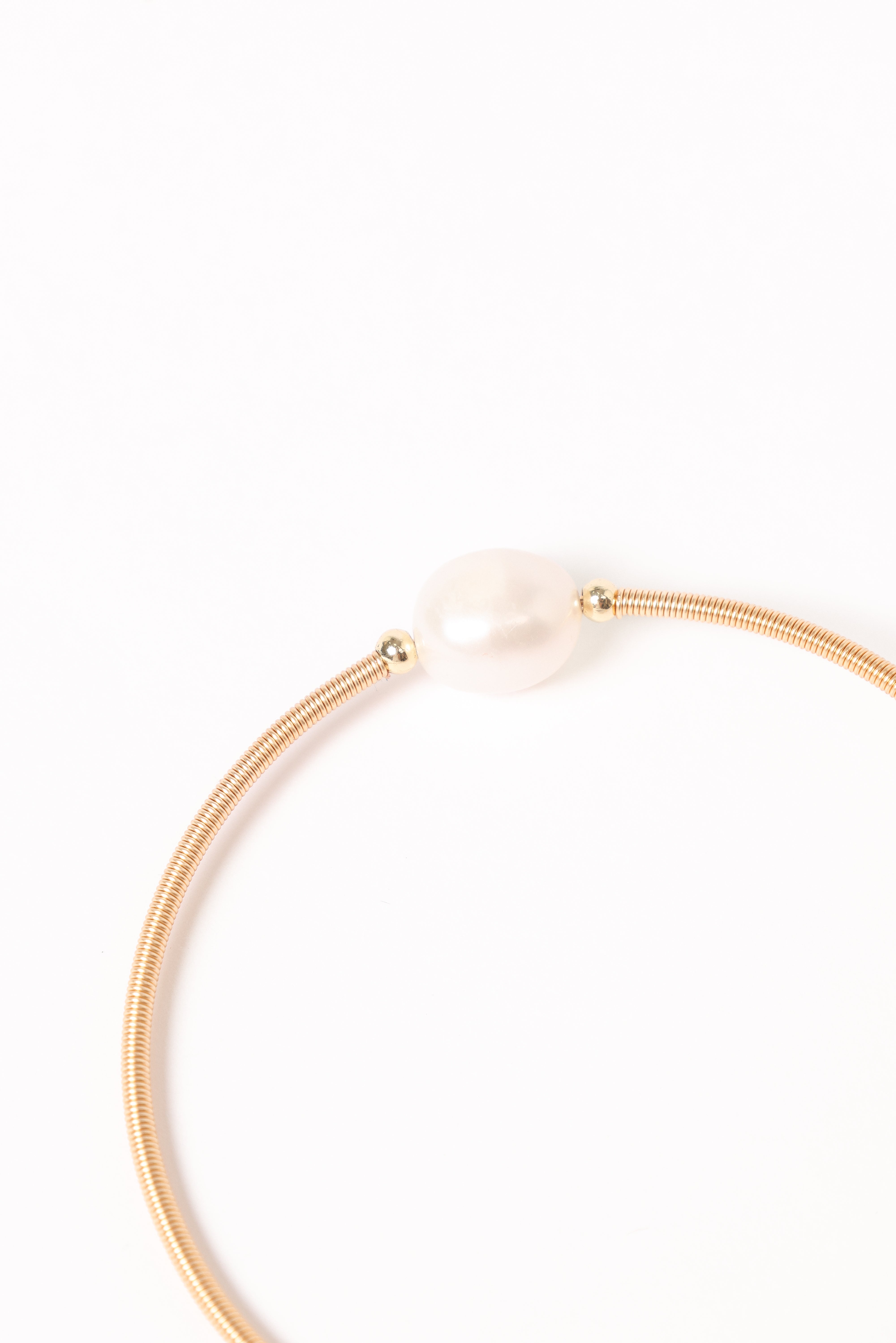 Gold Pearl Bangle Bracelet - Elegant Slip-On Tilda Jewelry