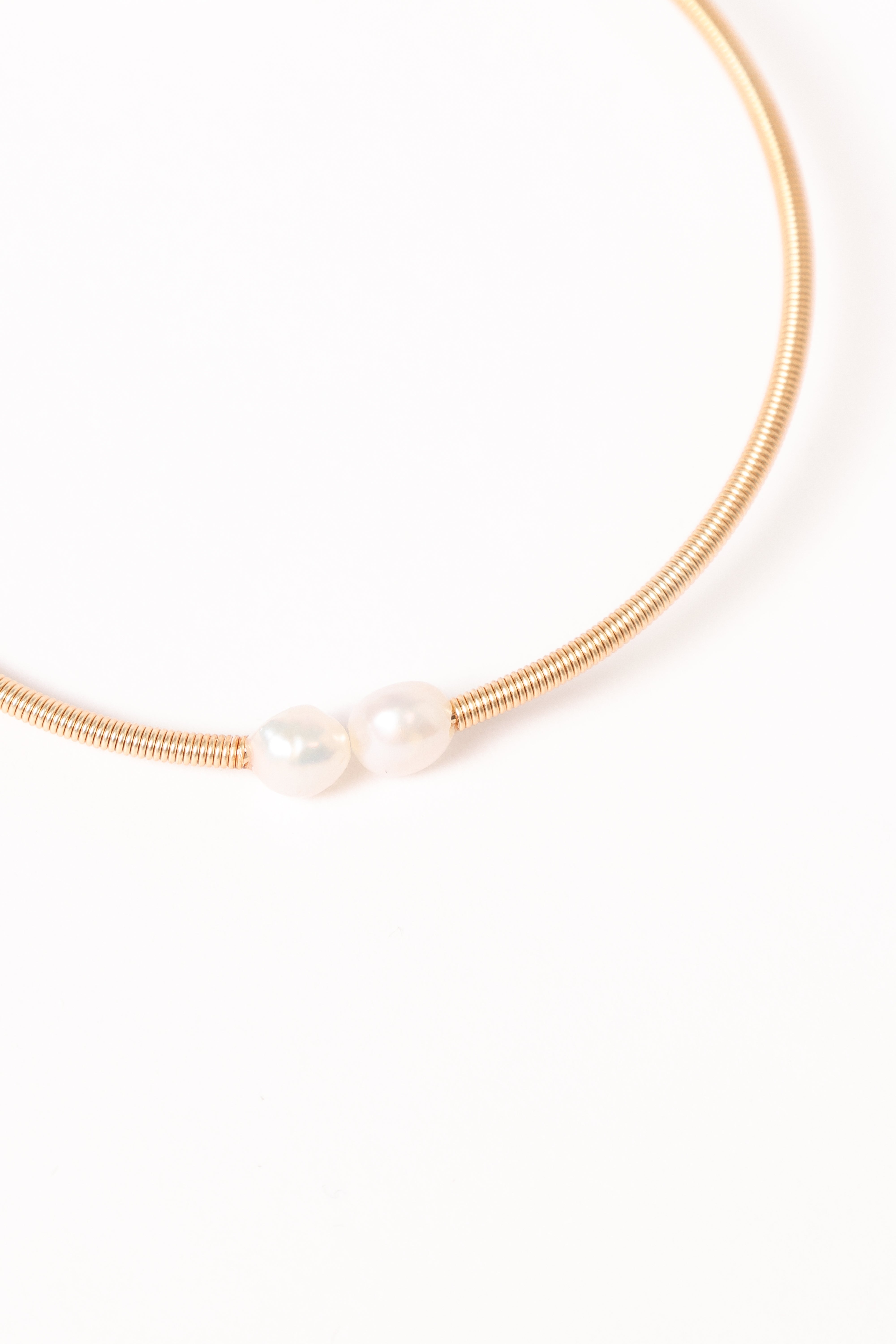 Gold Pearl Bangle Bracelet - Elegant Slip-On Tilda Jewelry