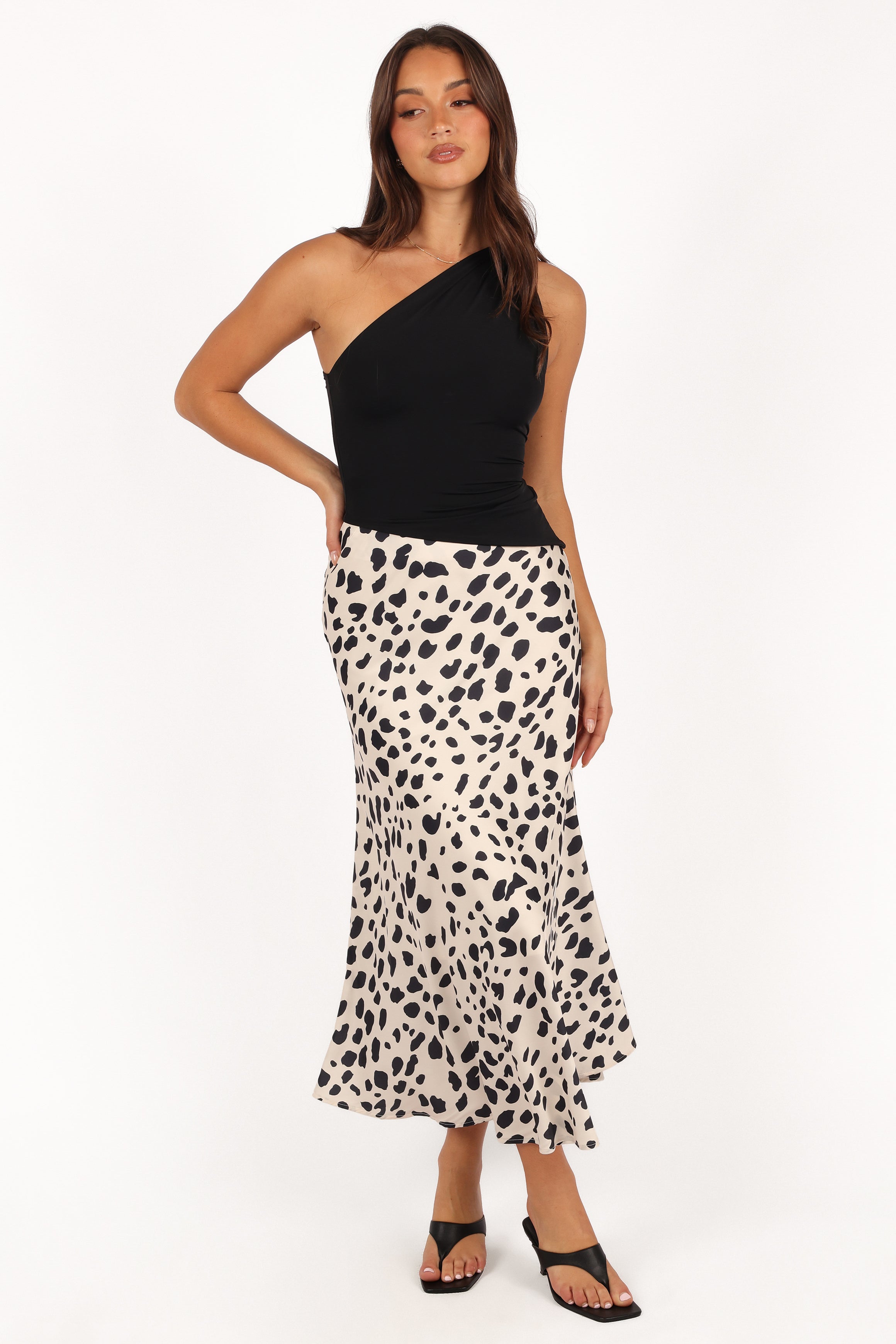 Animal Print Midi Skirt - High Waisted Satin Eliza Skirt