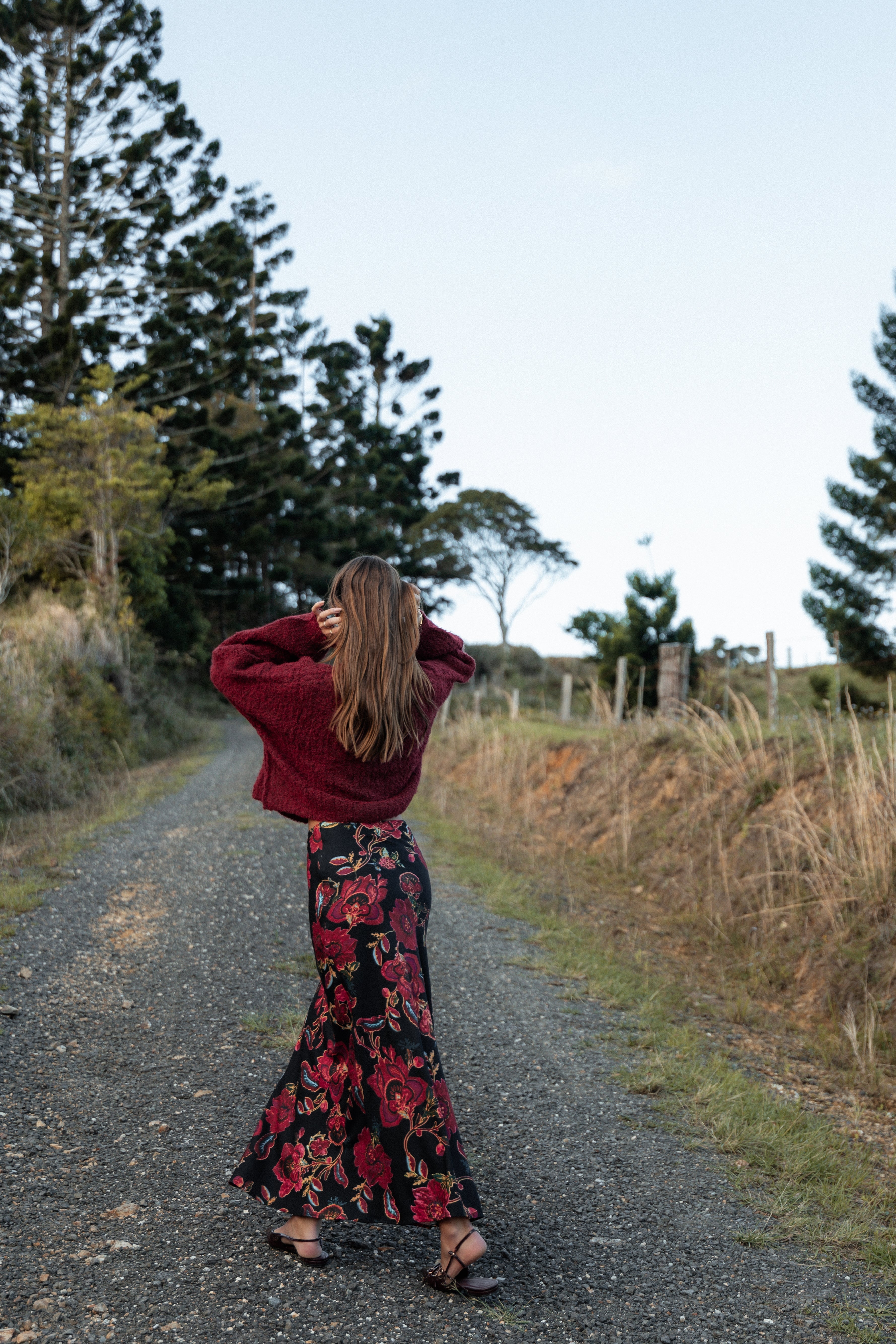 Evie Floral Maxi Skirt - Black High Waisted Slip Skirt
