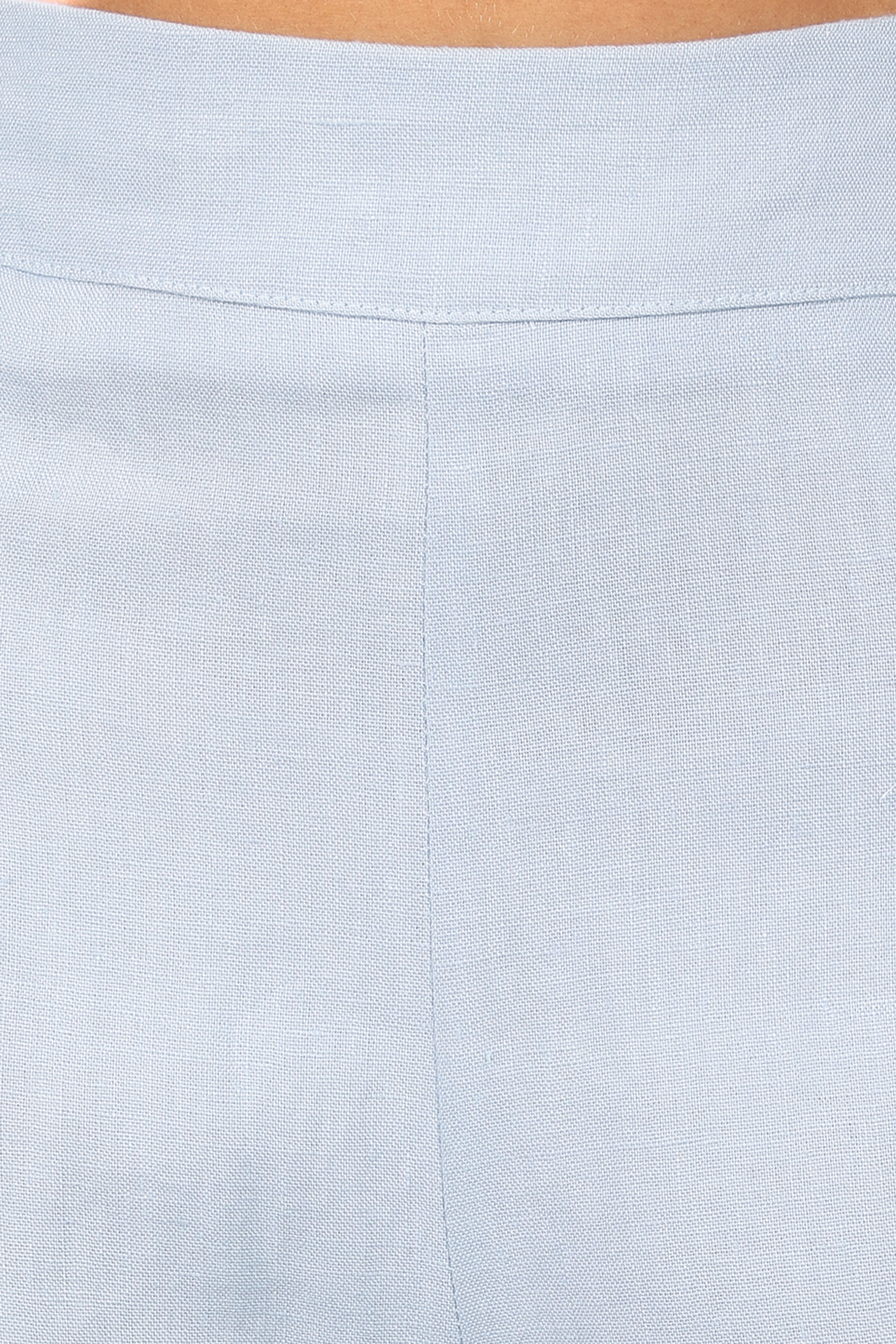 Women's High Waisted Linen Pants - Devlin Wide Leg Blue