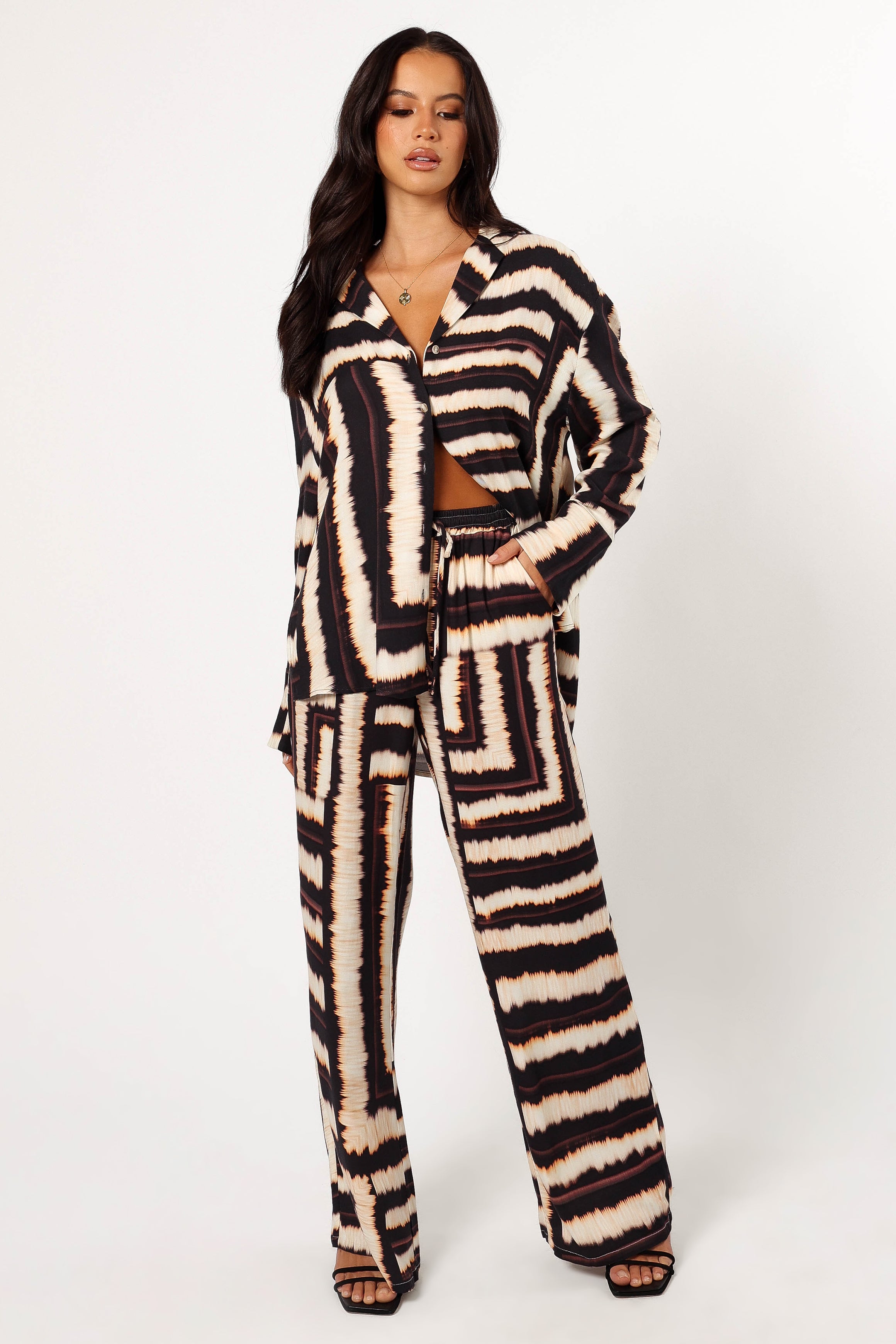 Women's High Waisted Abstract Print Pants - Montara Noria