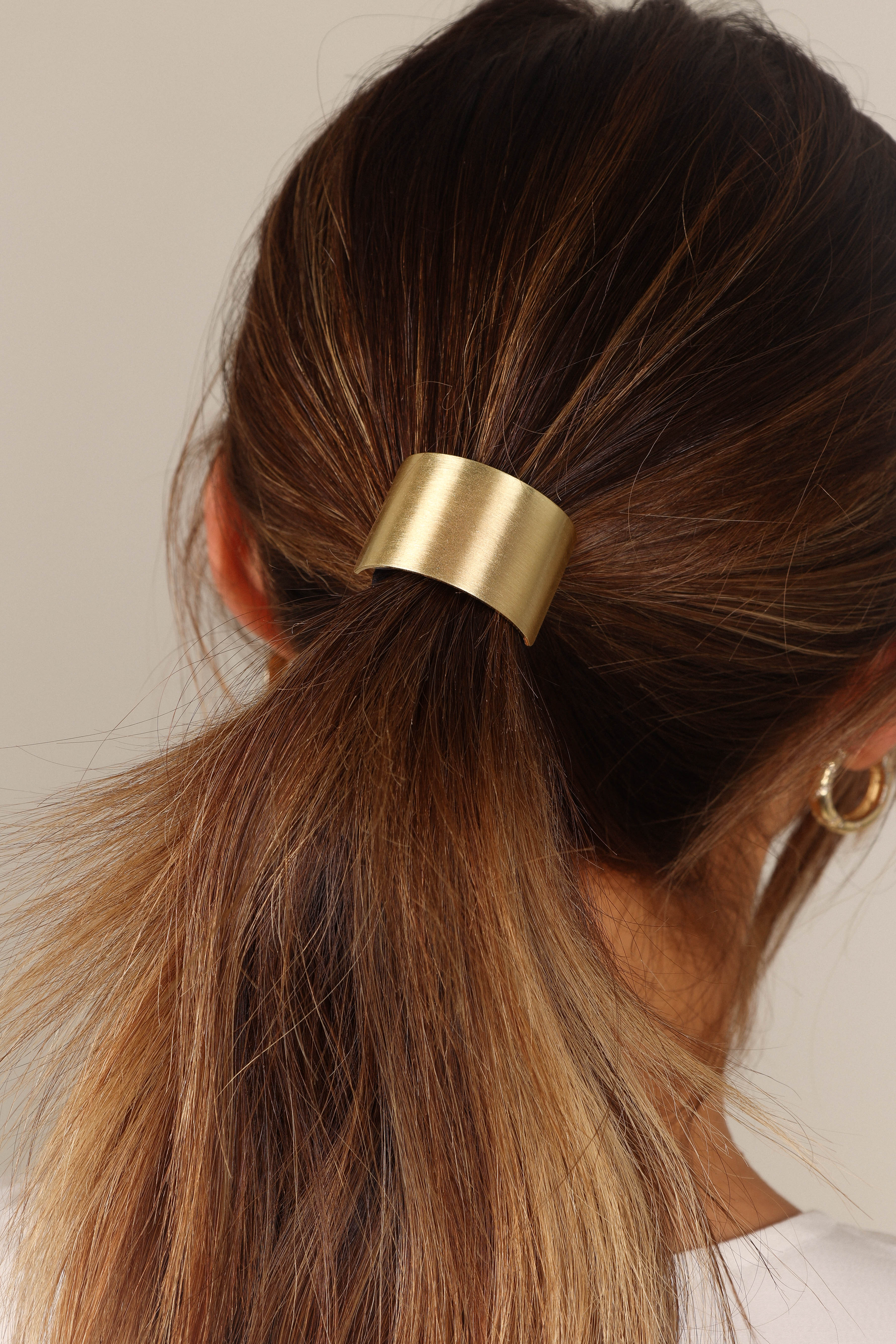 Gold Hair Cuff with Elastic Tie - Aria Glam Hair Accessory