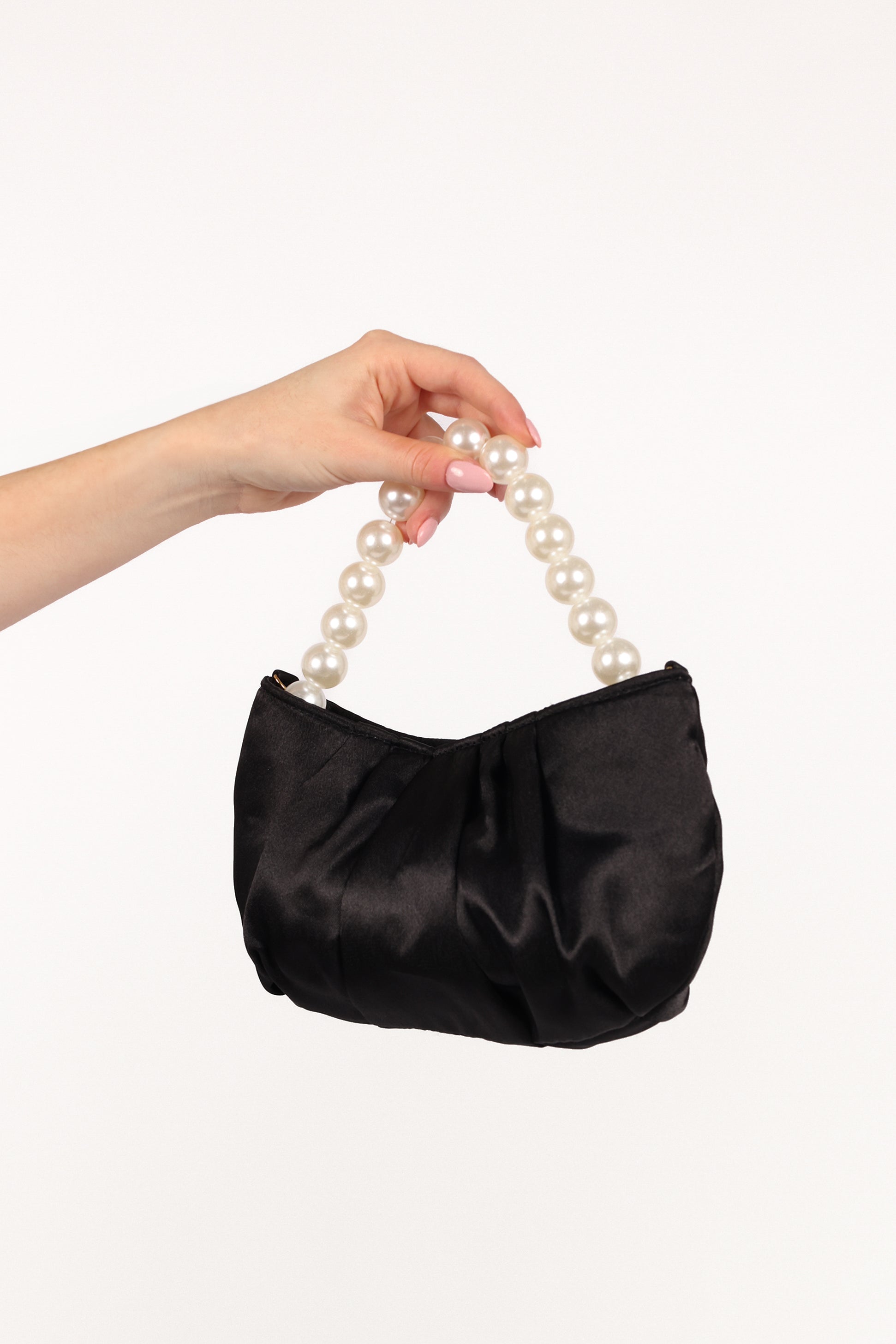 Nancy Pearl Handbag with Gold Chain - Black Crossbody Bag