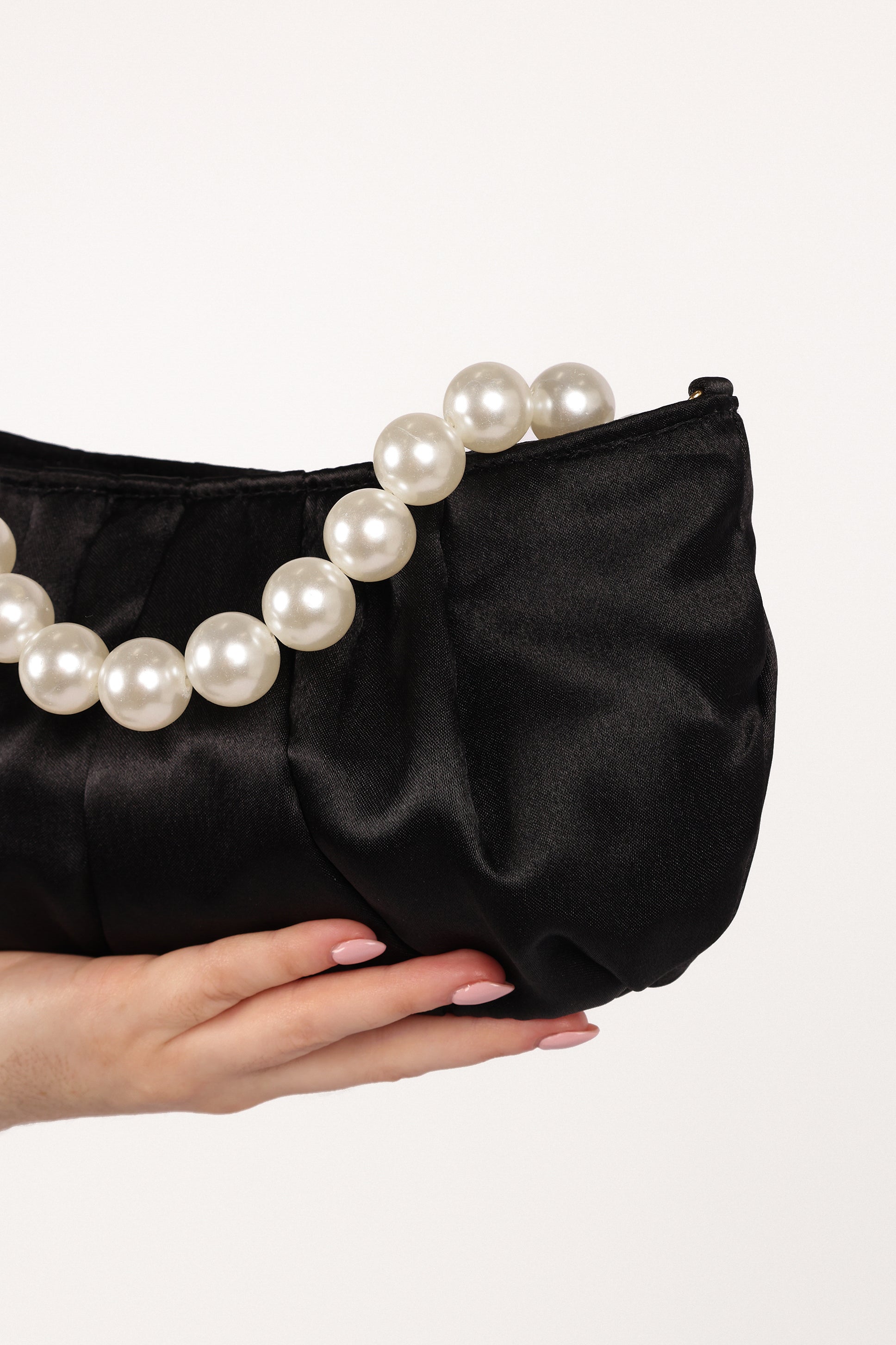 Nancy Pearl Handbag with Gold Chain - Black Crossbody Bag