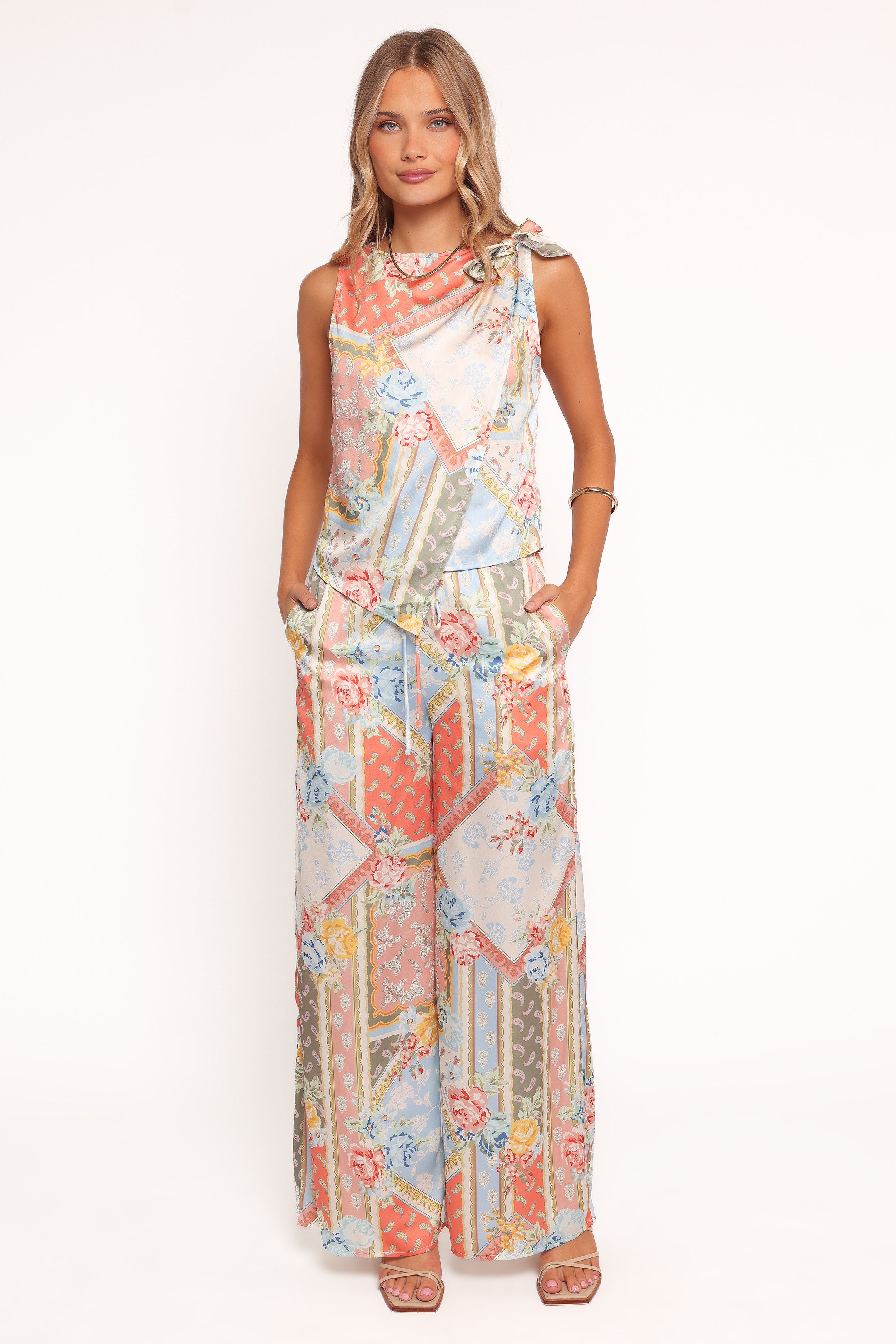 Charly Wide Leg Pants in Bel Air Rose - High Rise Floral Print