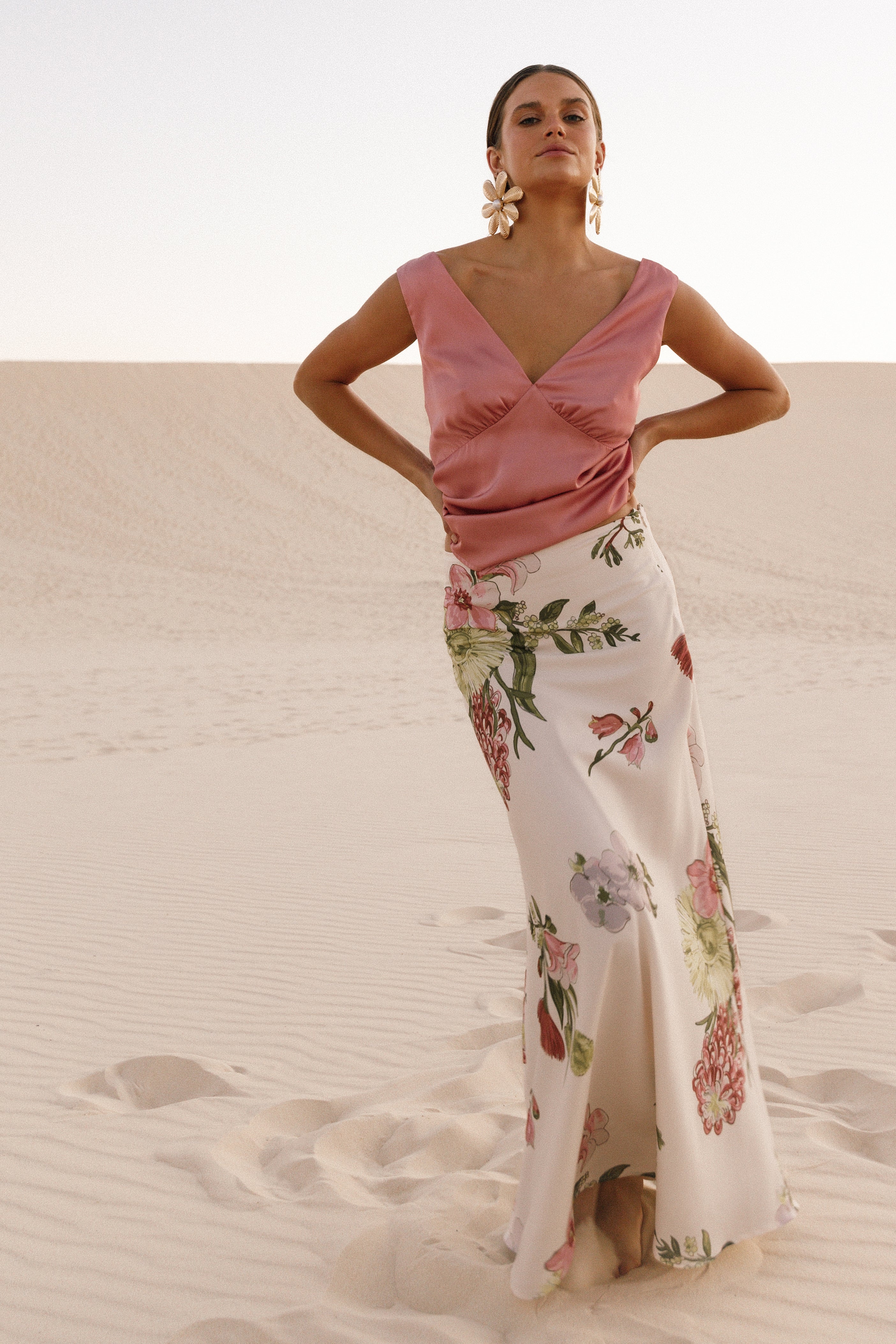 Floral Print High Waisted Maxi Skirt - Evie A-Line Skirt