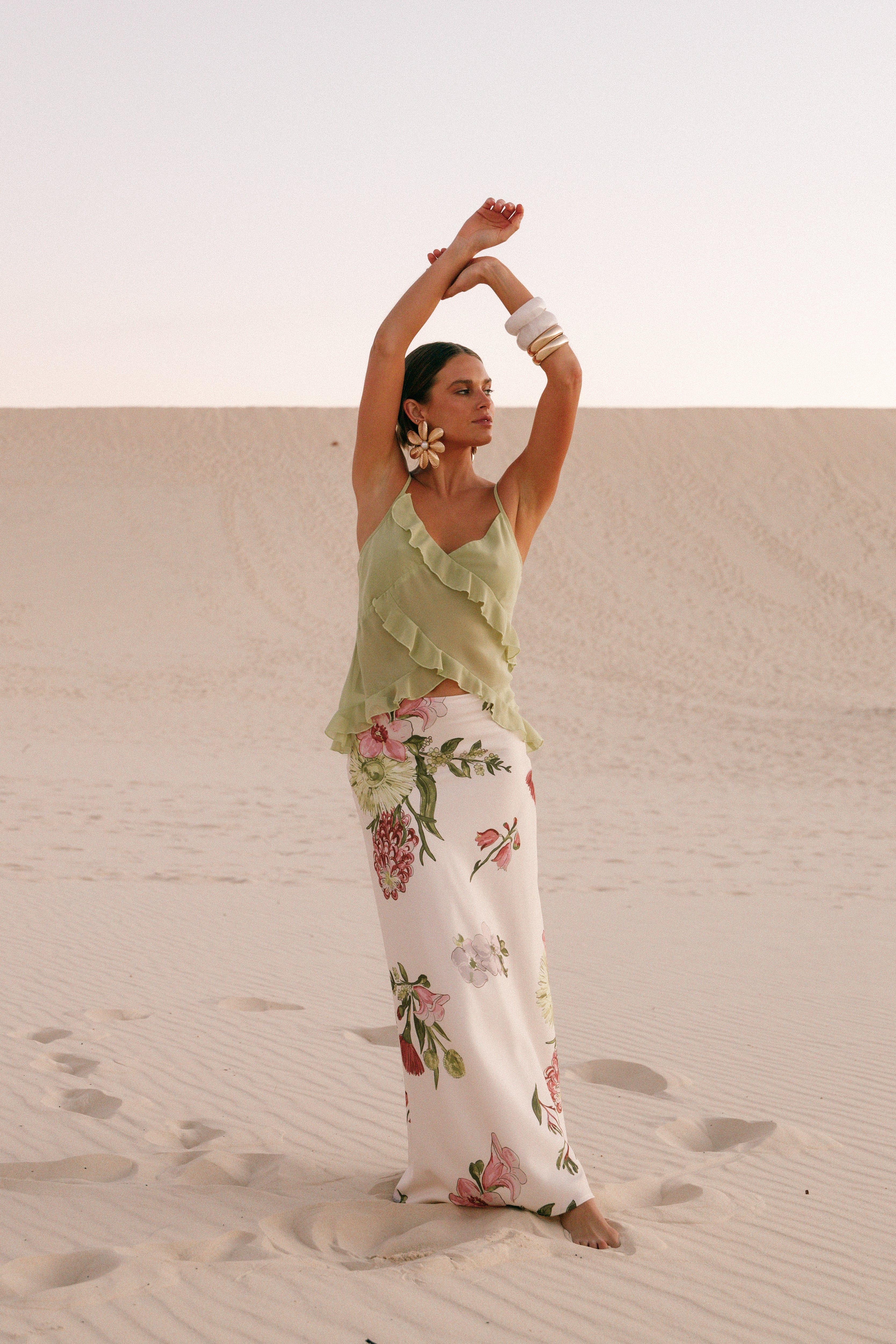 Floral Print High Waisted Maxi Skirt - Evie A-Line Skirt