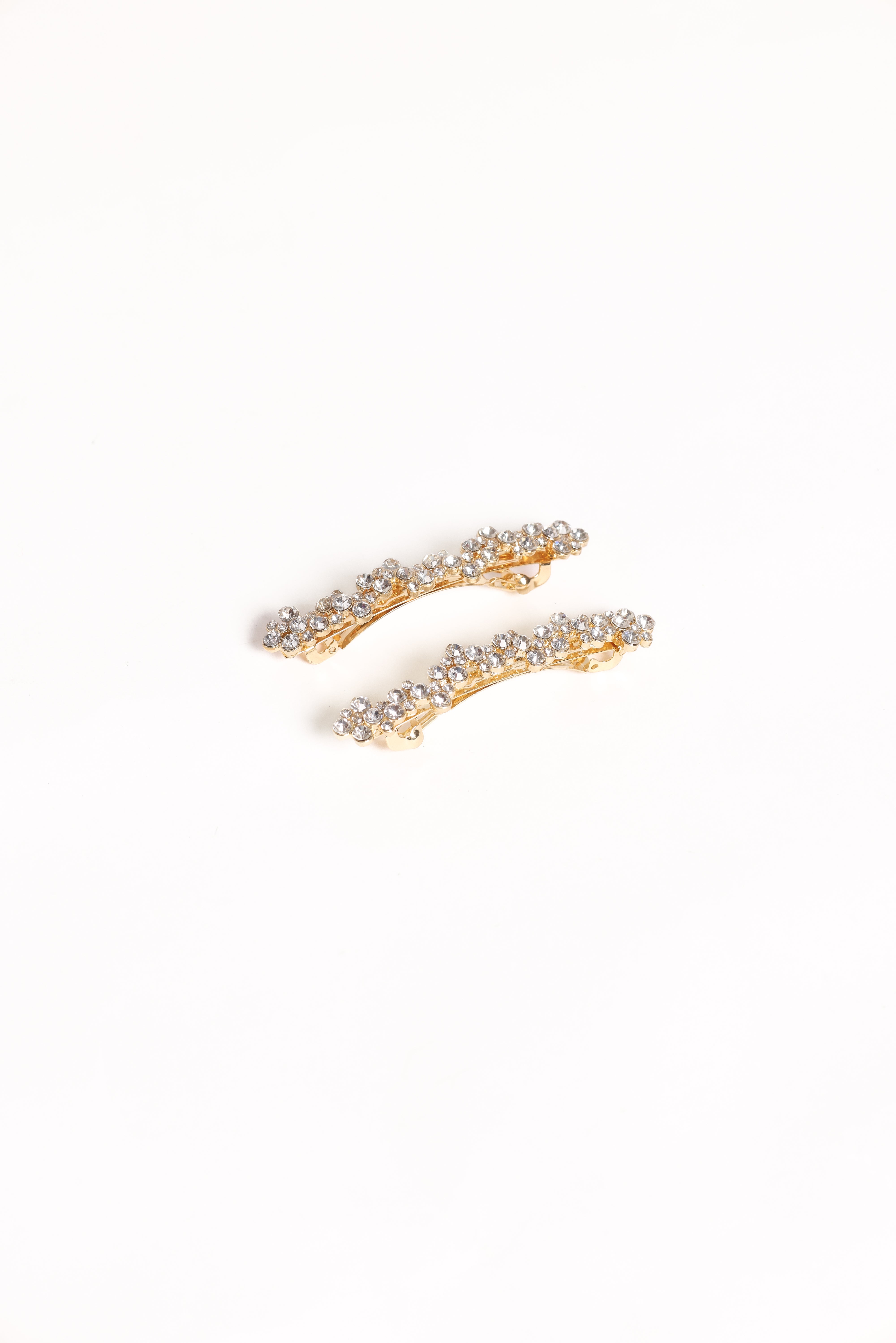 Diana Gold Hair Clips with Diamante Crystals - 2 Pack