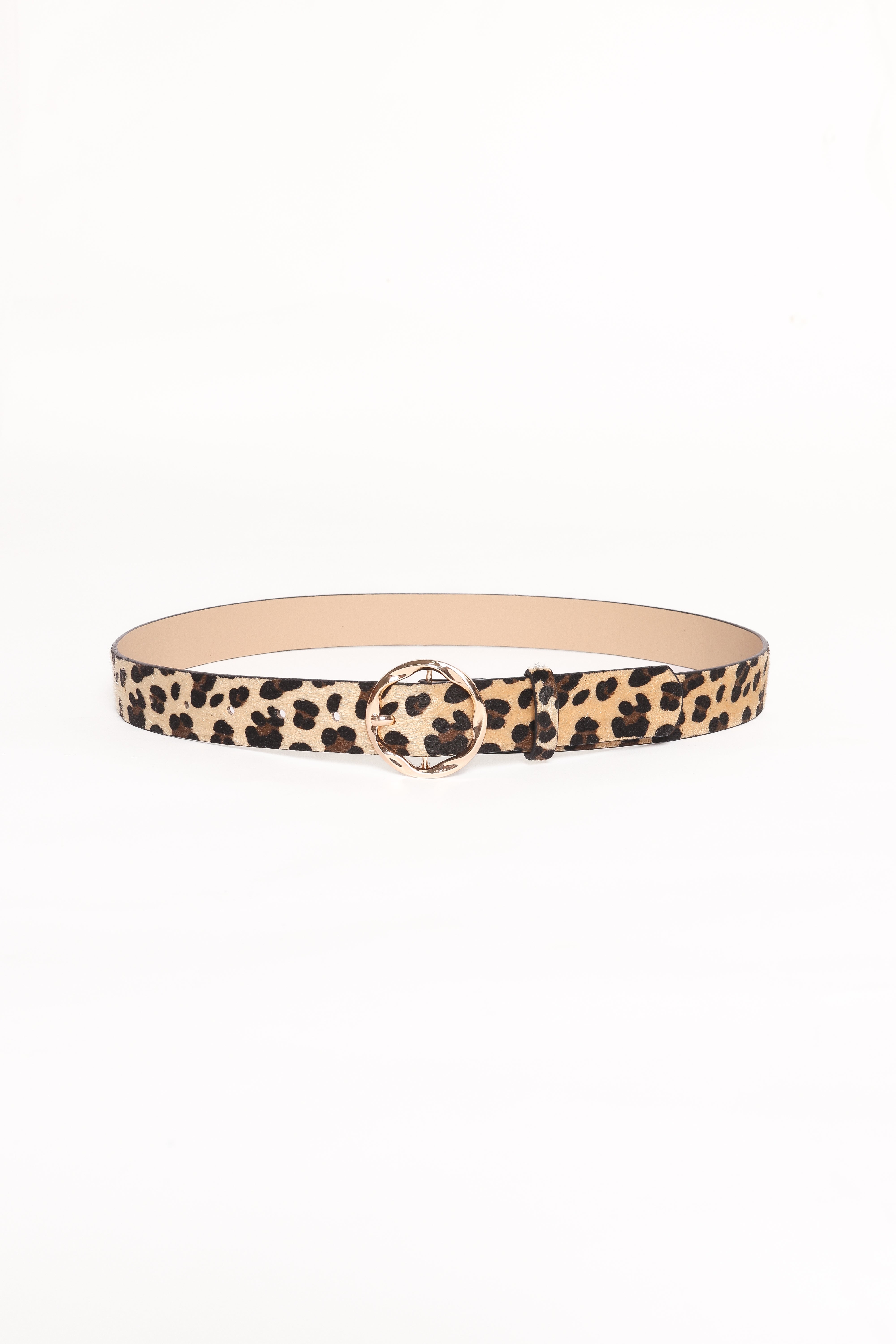 Leopard Print Faux Fur Belt with Gold Buckle – Jolene