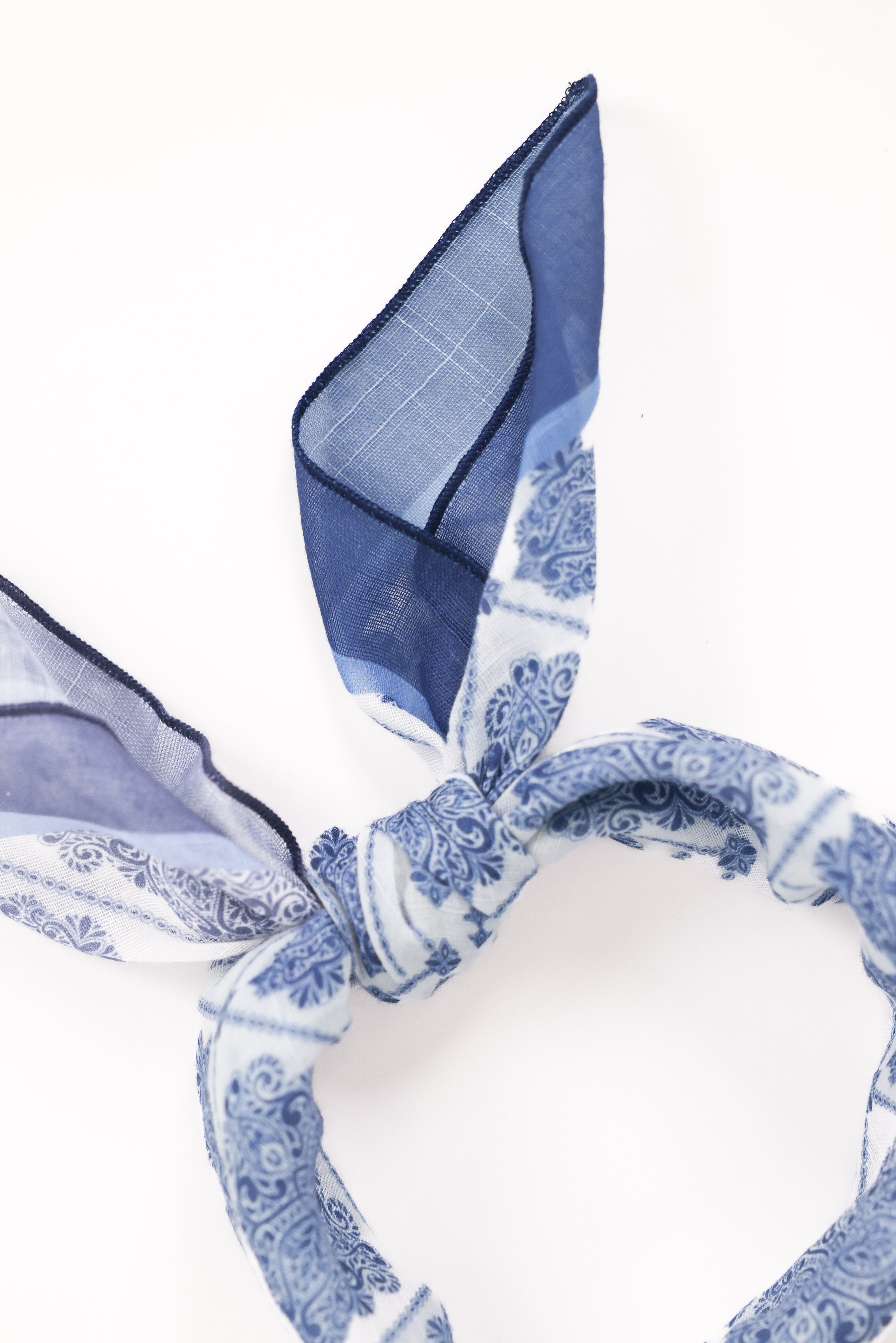 Nadia Blue Paisley Satin Hair Scarf - 23" Square