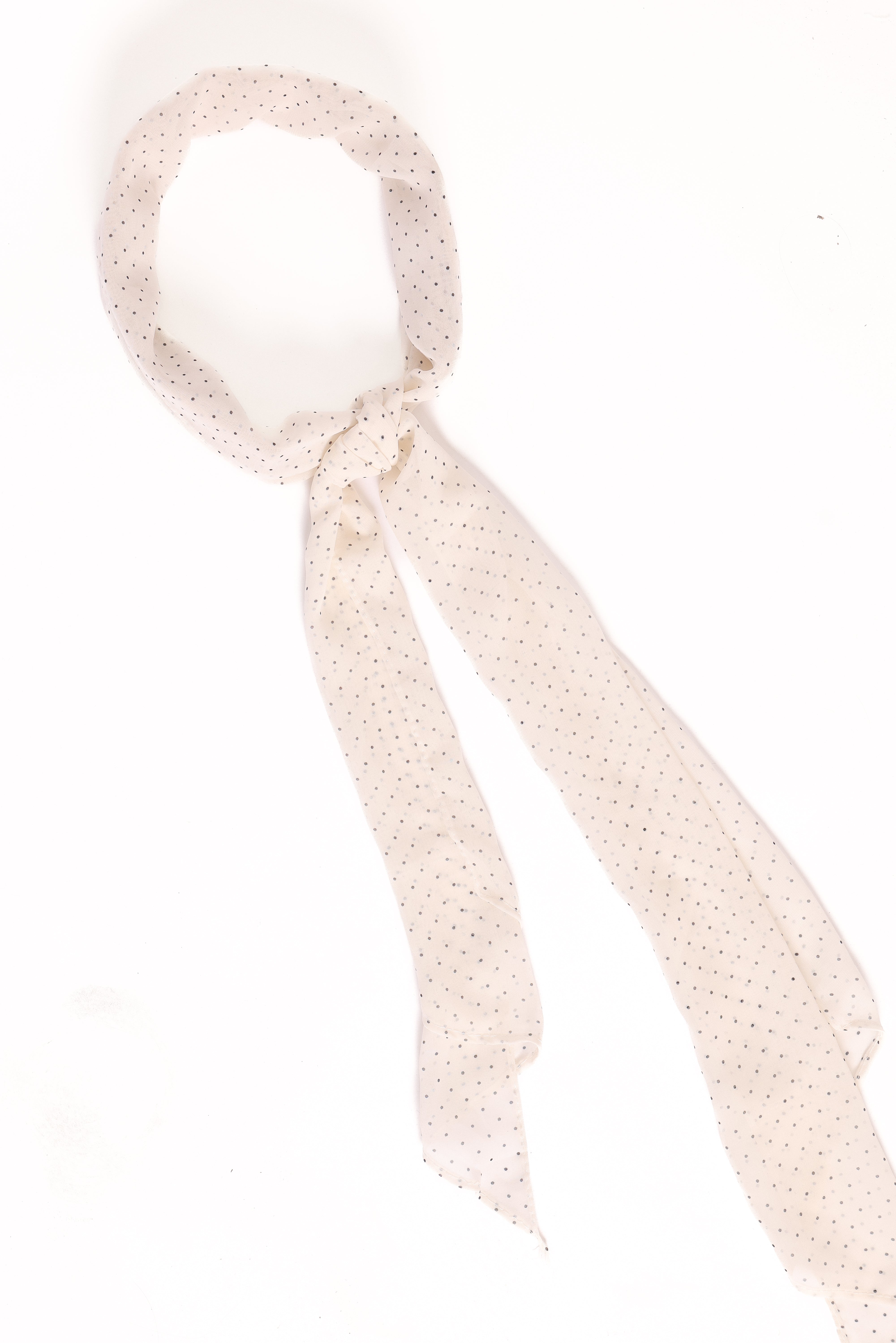 White Polka Dot Chiffon Scarf - Amber Scarf