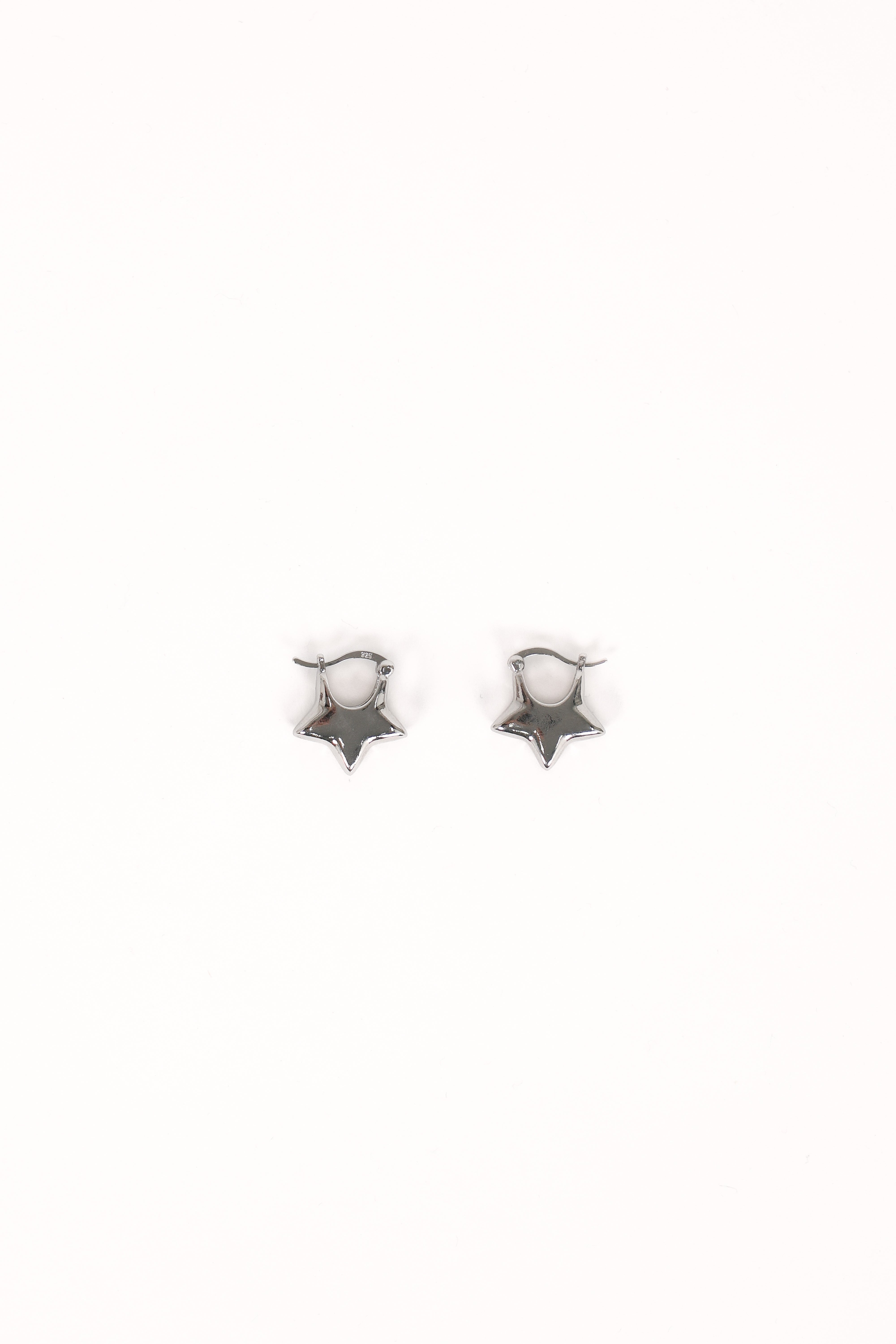 Silver Star Hoop Earrings - Chic Copper Celestial Jewelry