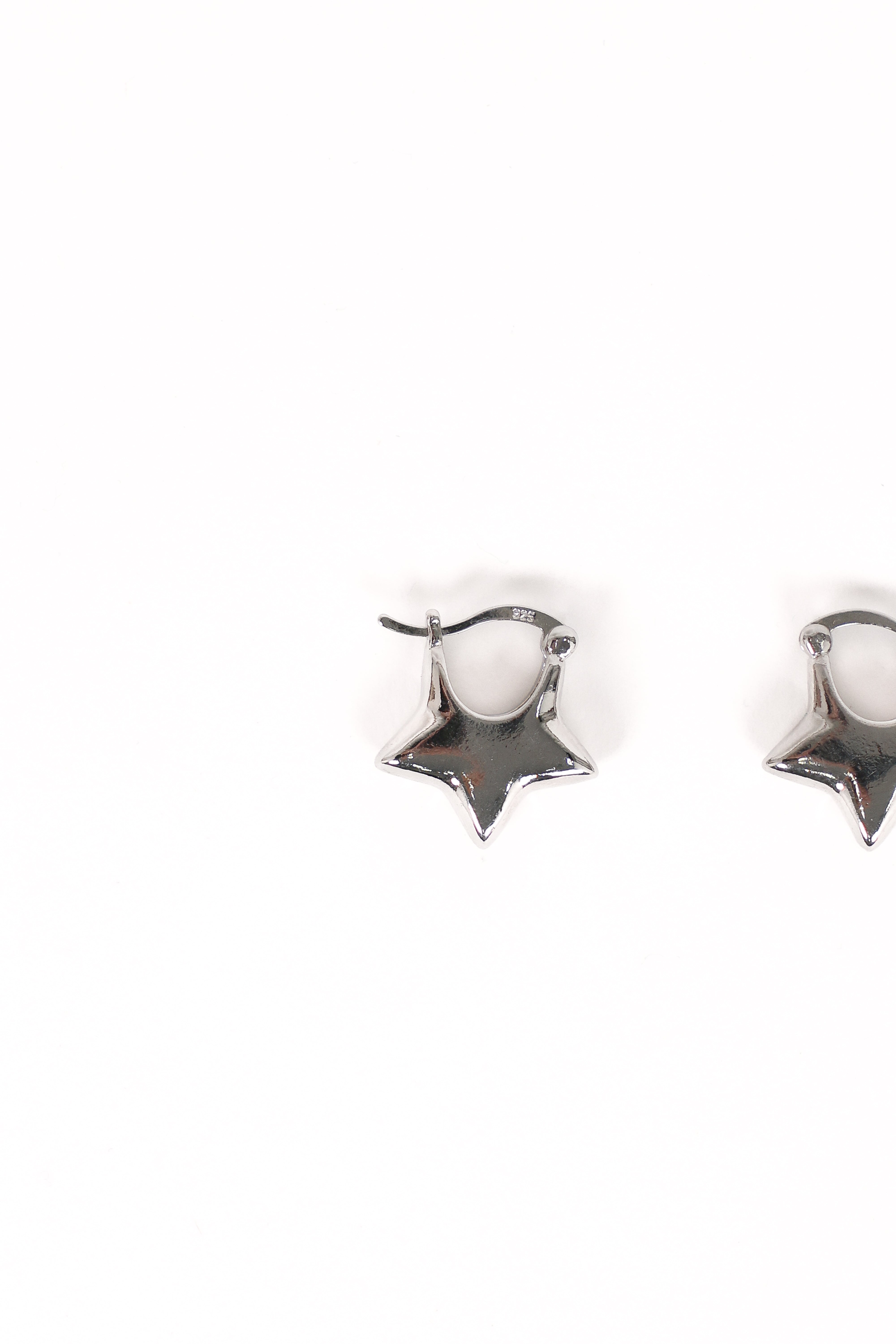 Silver Star Hoop Earrings - Chic Copper Celestial Jewelry