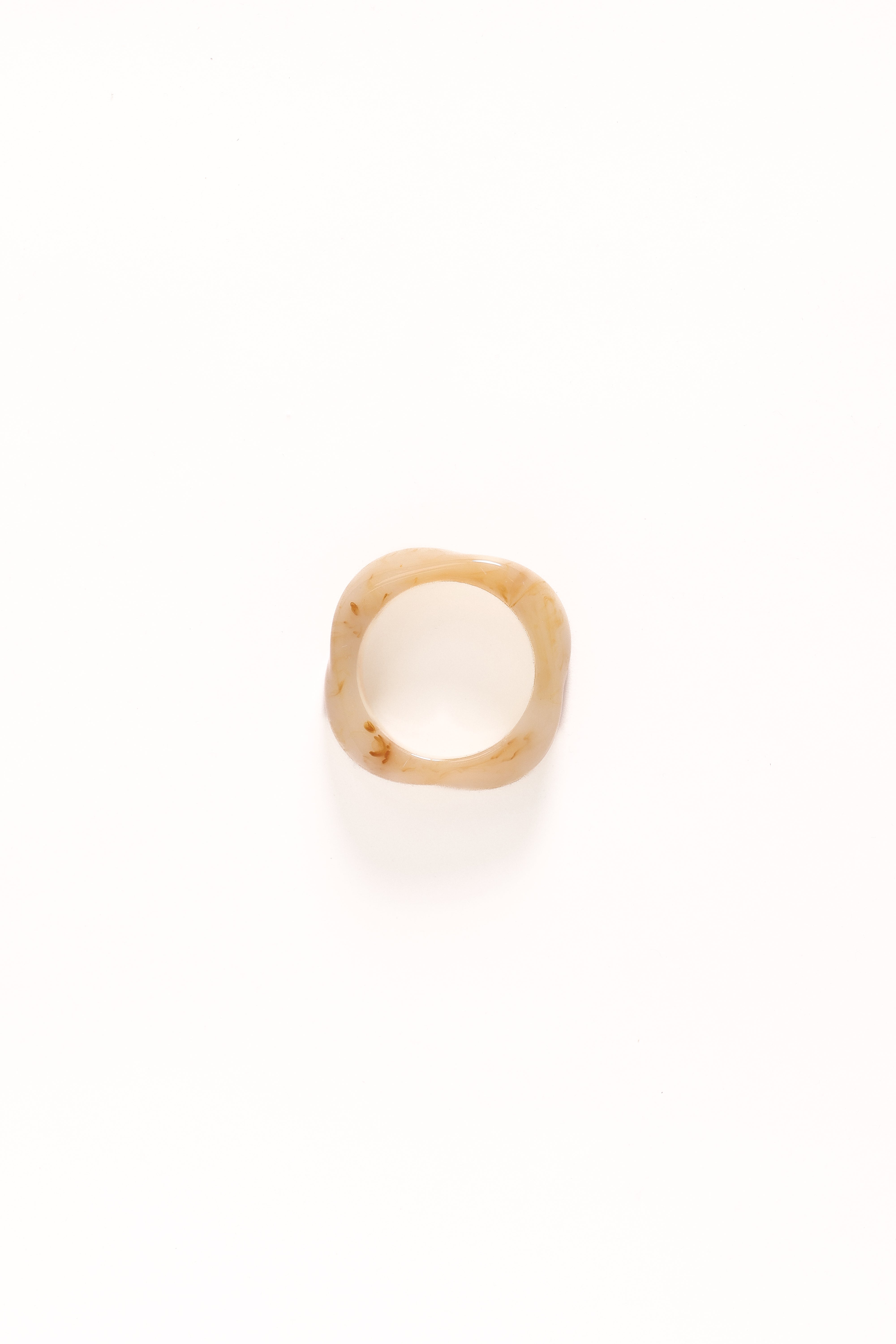 Beige Marble Resin Bangle Bracelet - Kyla Slip-On Design