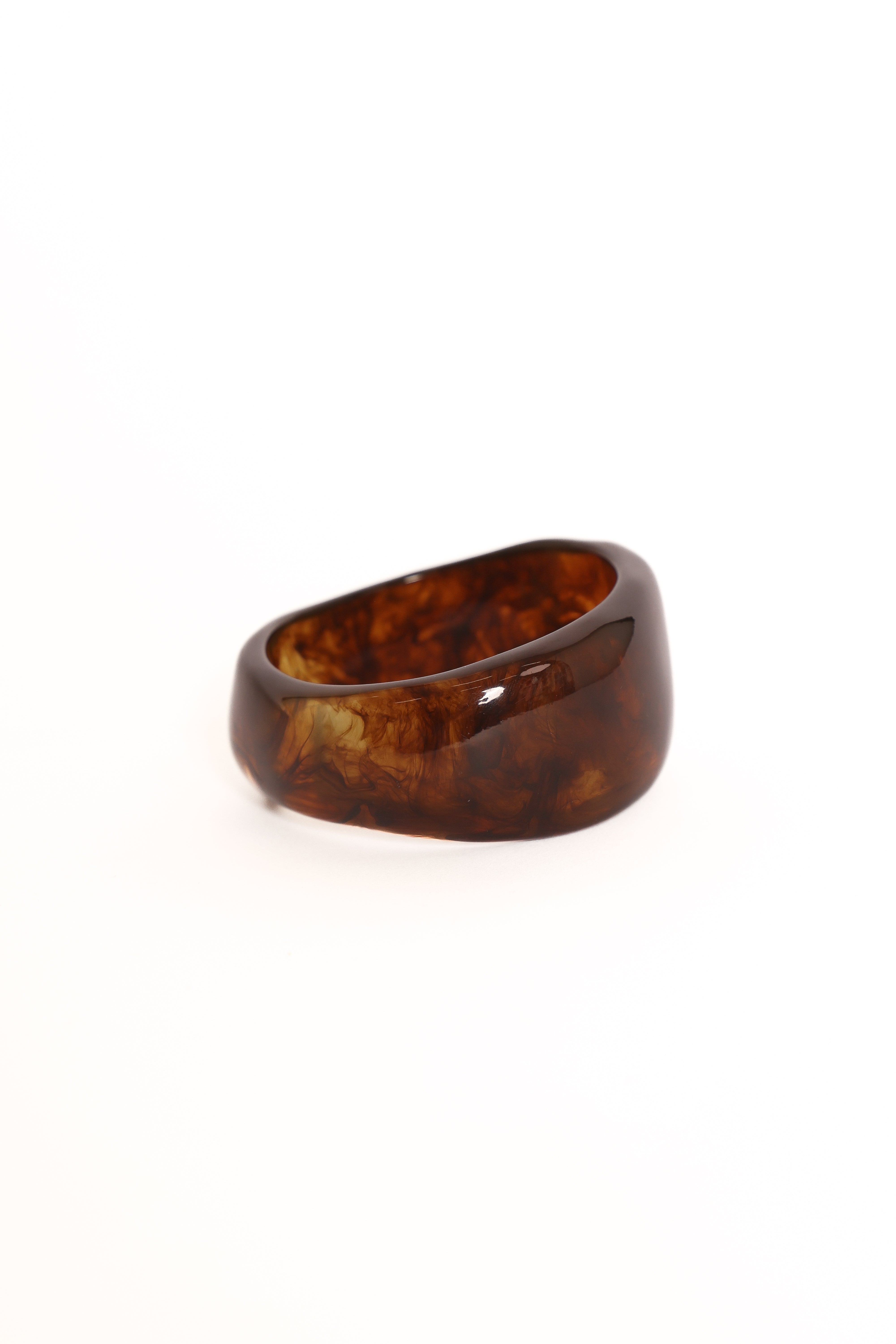 Brown Resin Bangle Bracelet - Marble Design Slip-On Acacia