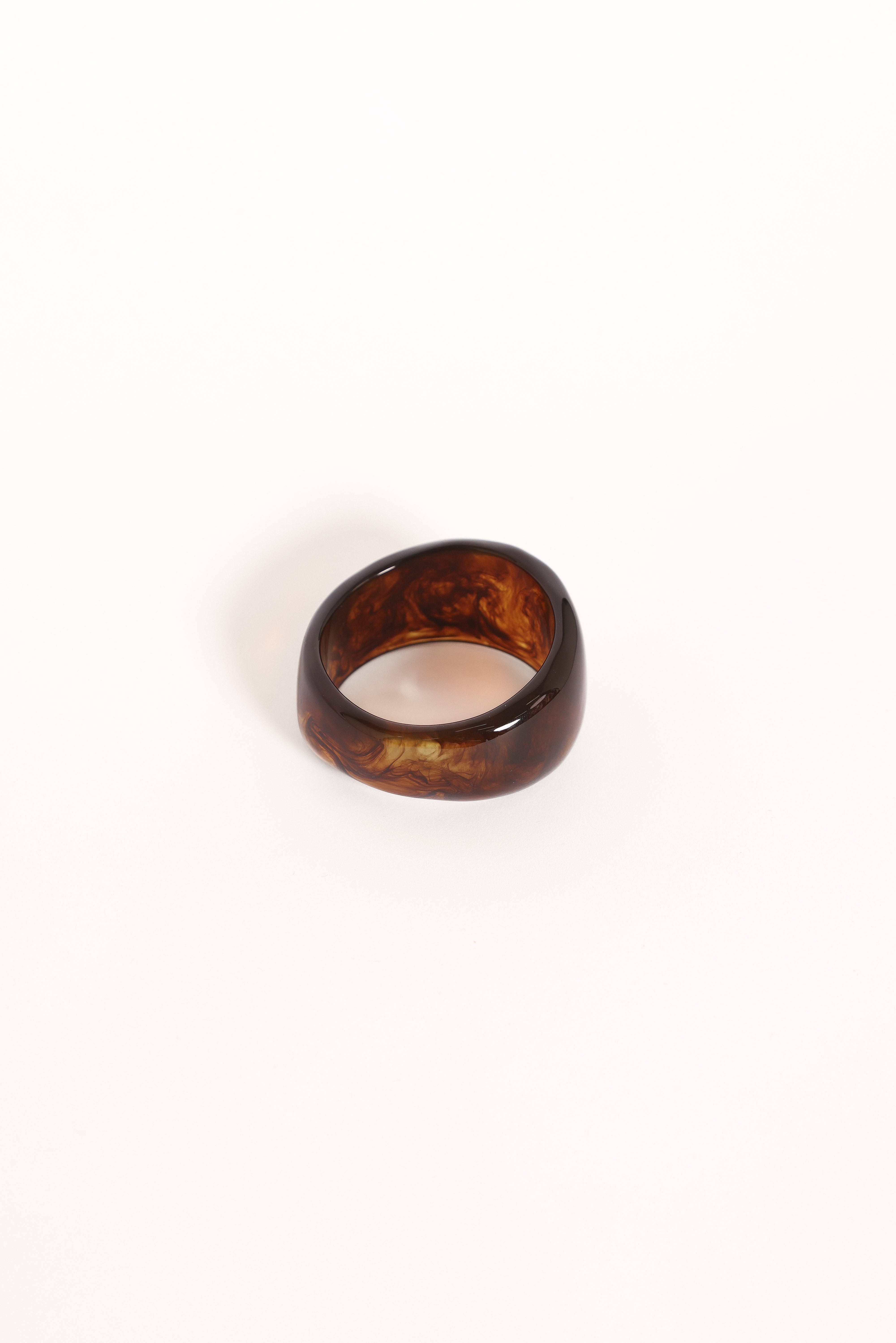 Brown Resin Bangle Bracelet - Marble Design Slip-On Acacia