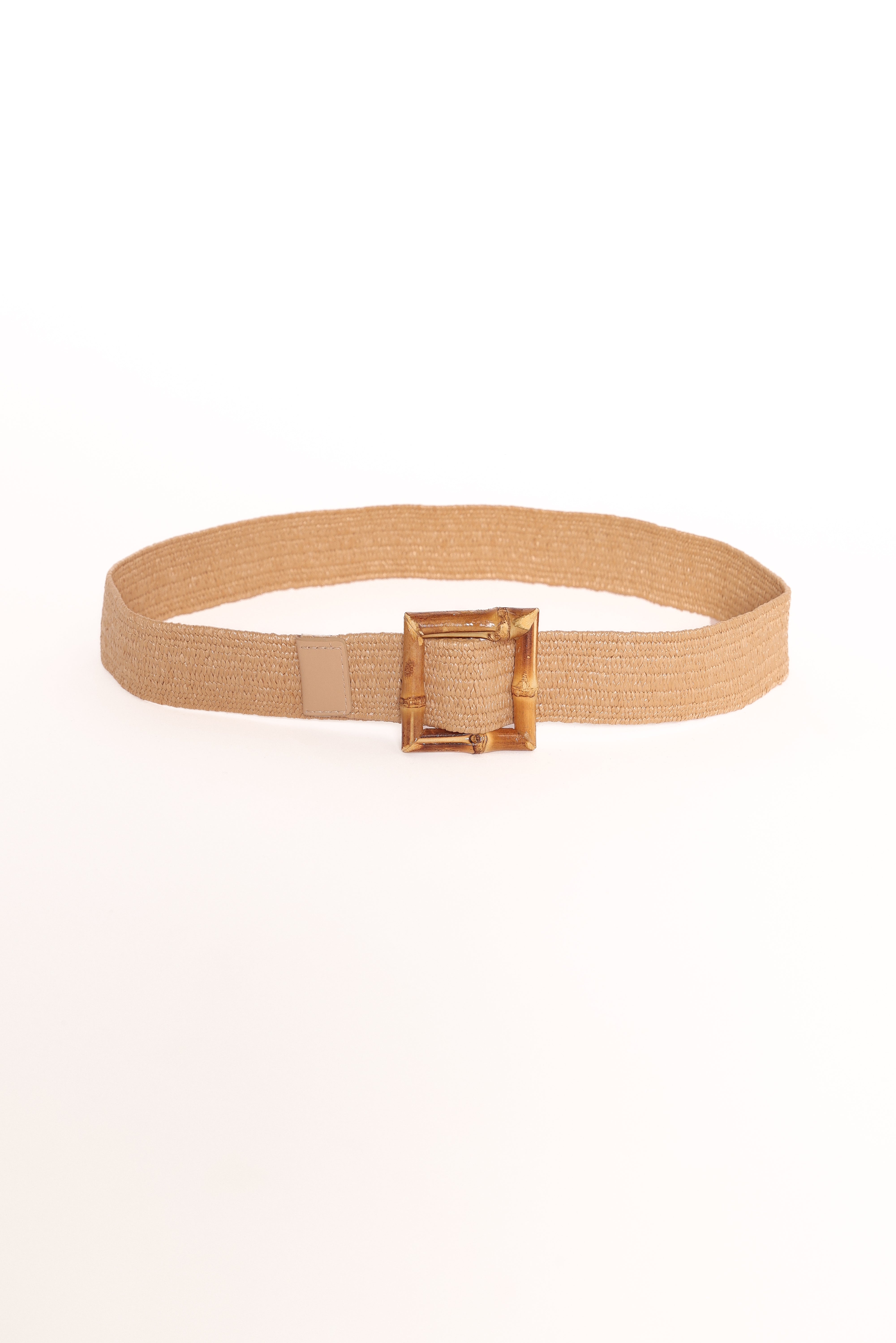 Tan Woven Leather Belt with Wooden Buckle - Miami Style