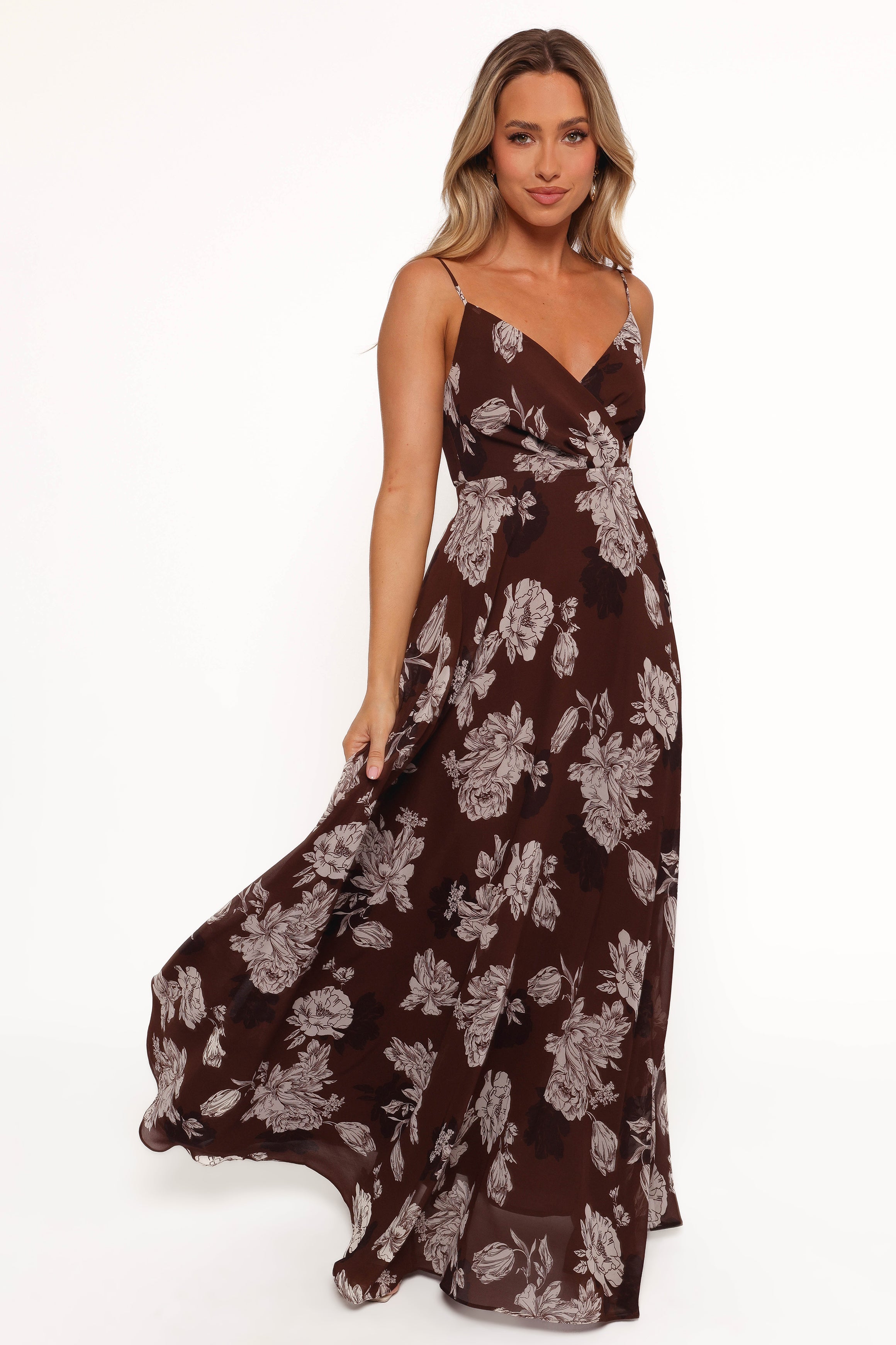 Floral Maxi Dress with V-Neckline & Adjustable Straps - Madilyn