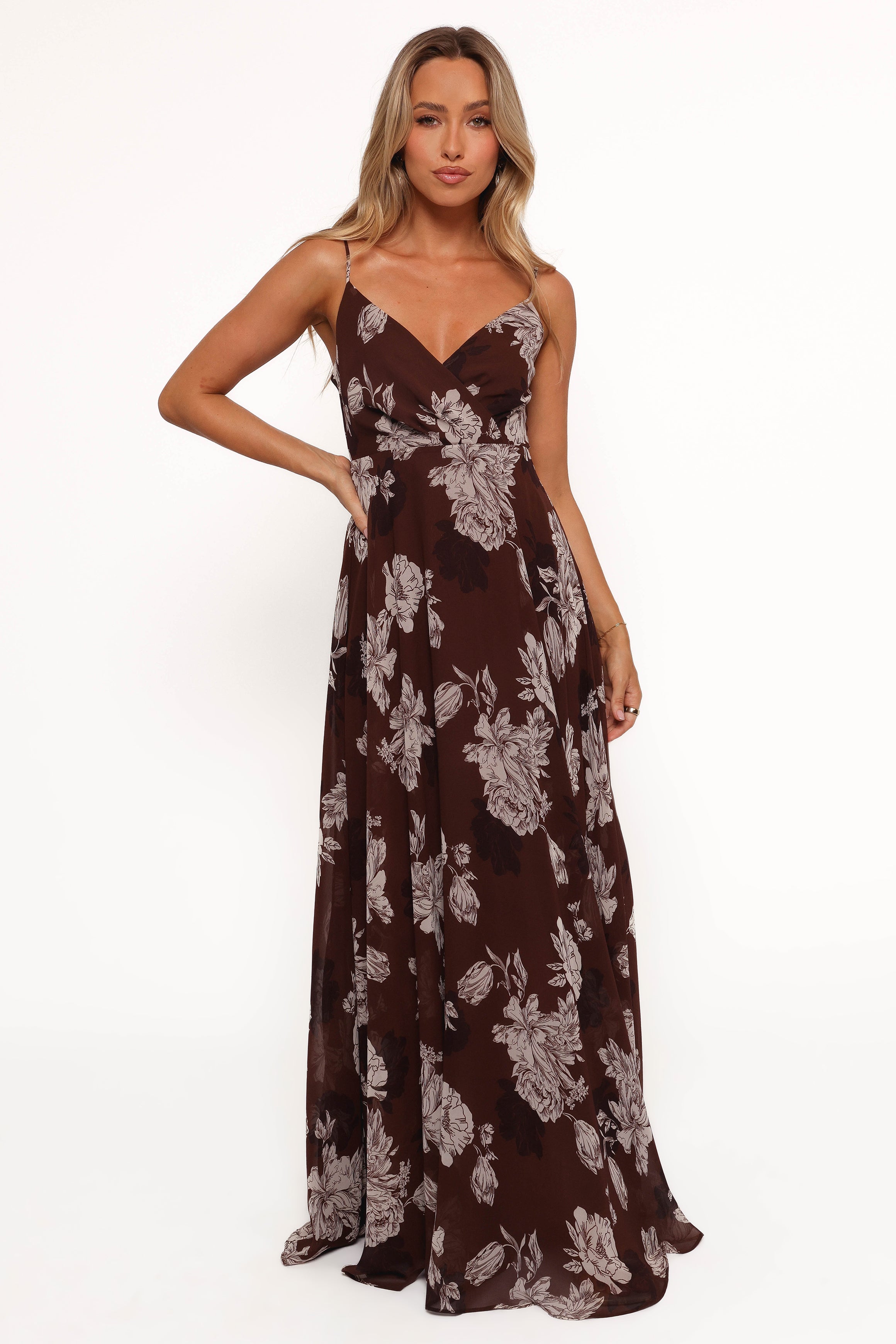 Floral Maxi Dress with V-Neckline & Adjustable Straps - Madilyn